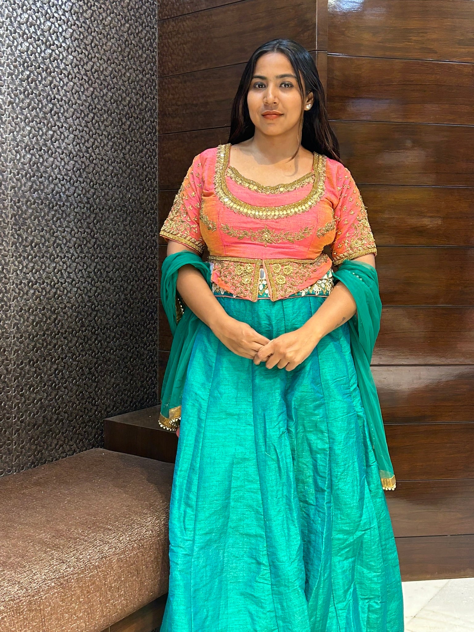 pure raw silk zari zardosi lehenga top wedding wear