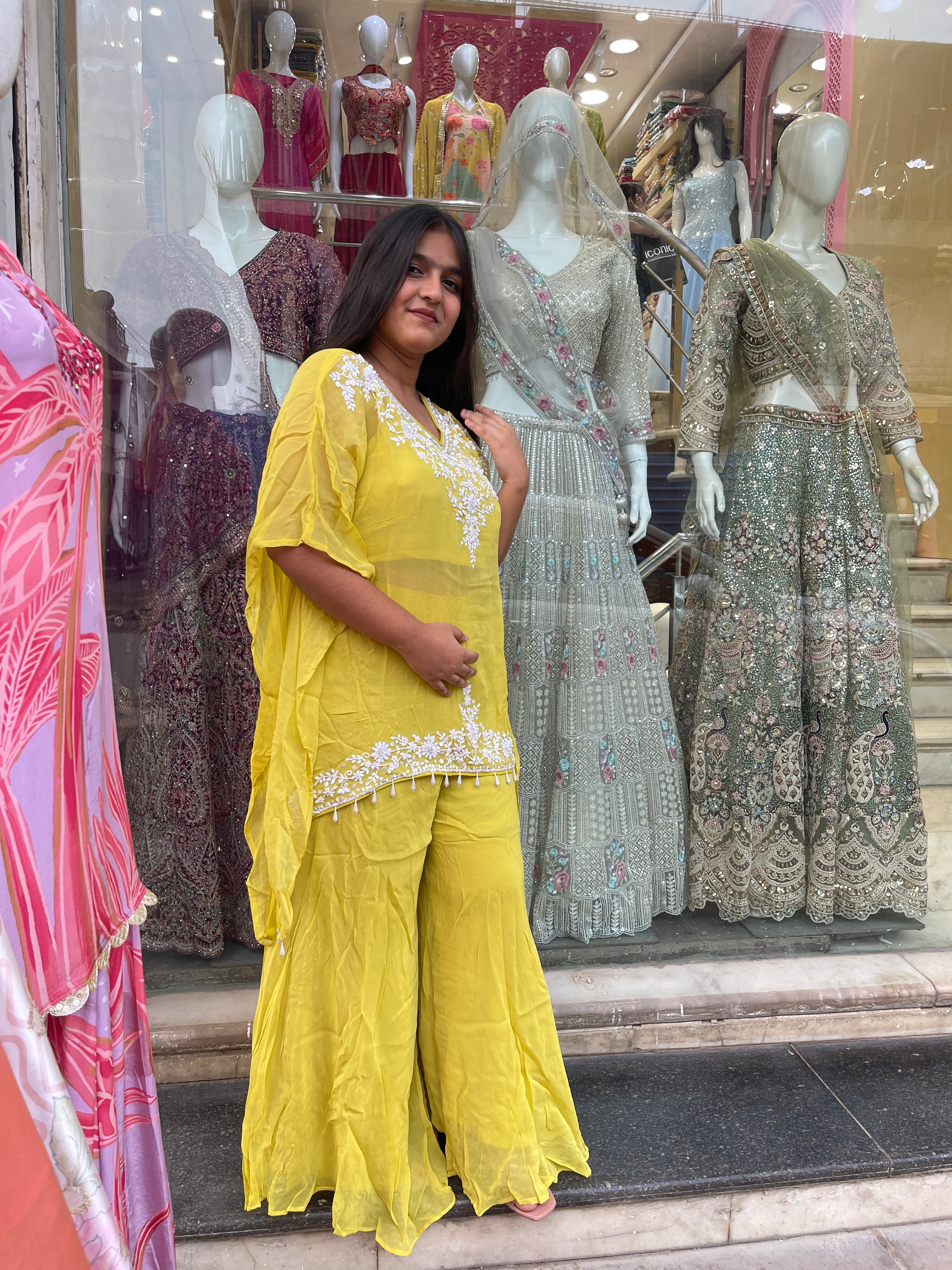 Kaftaan moti stone work designer indowestern with plazzo