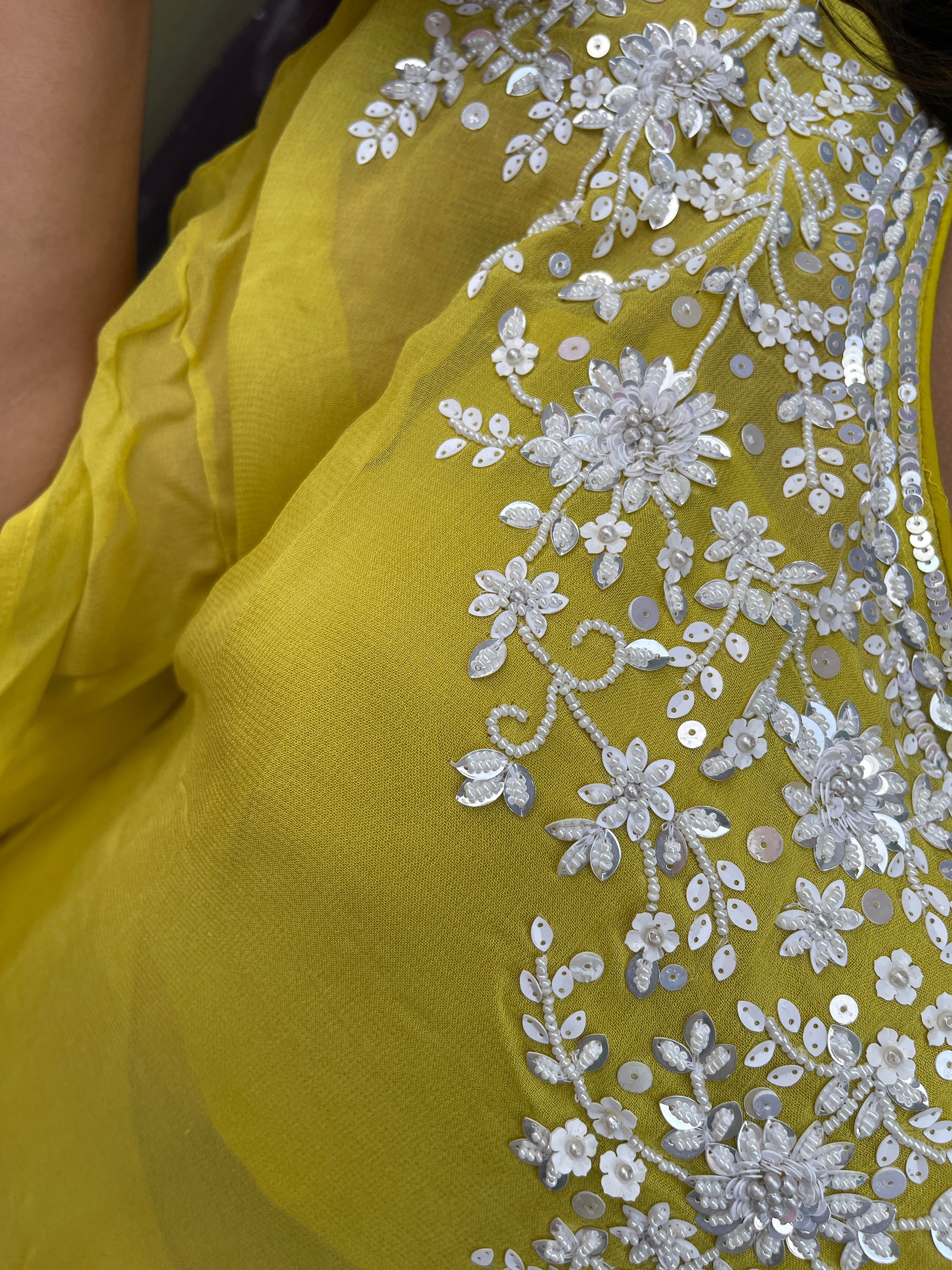 Kaftaan moti stone work designer indowestern with plazzo