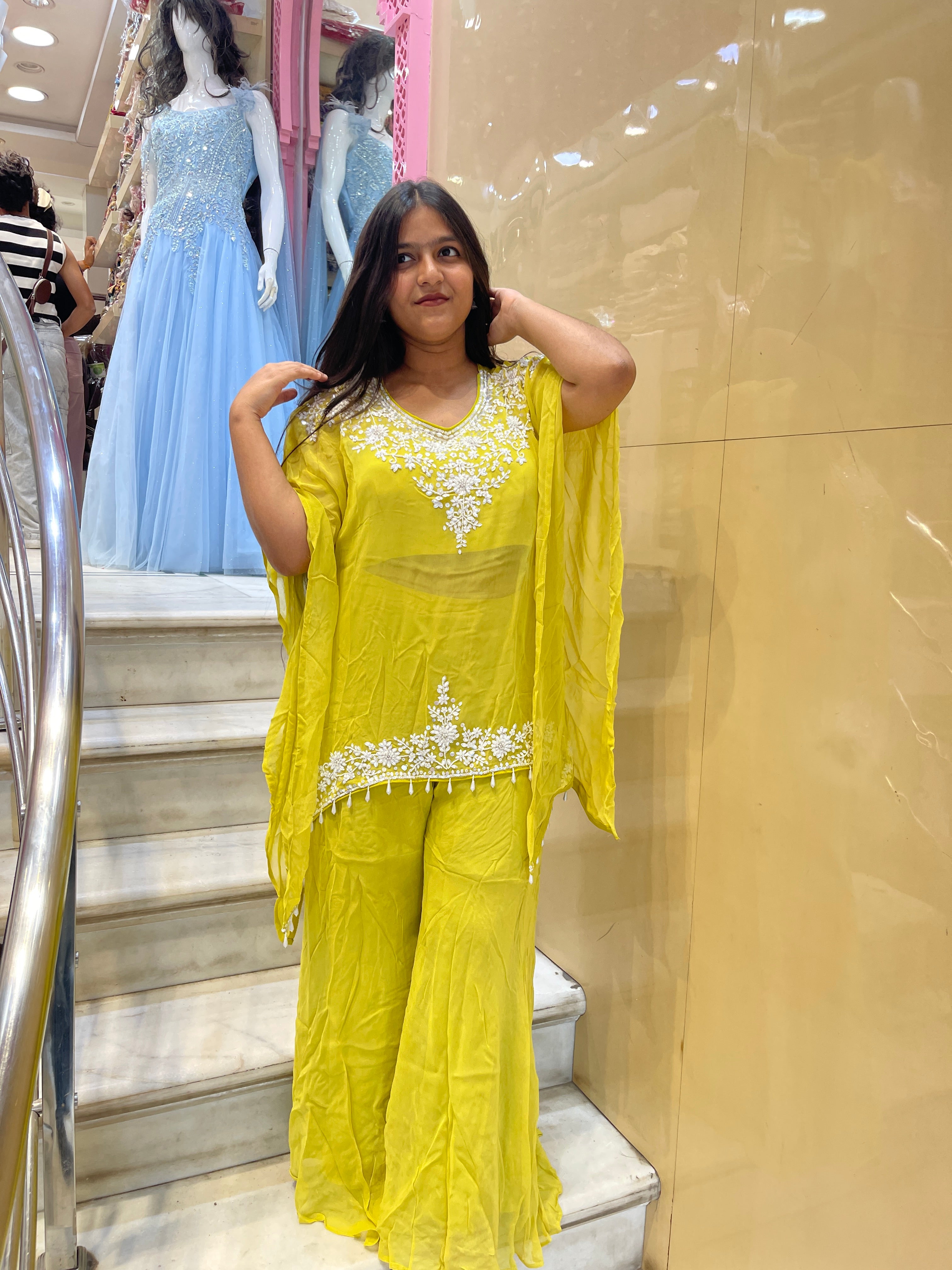 Kaftaan moti stone work designer indowestern with plazzo