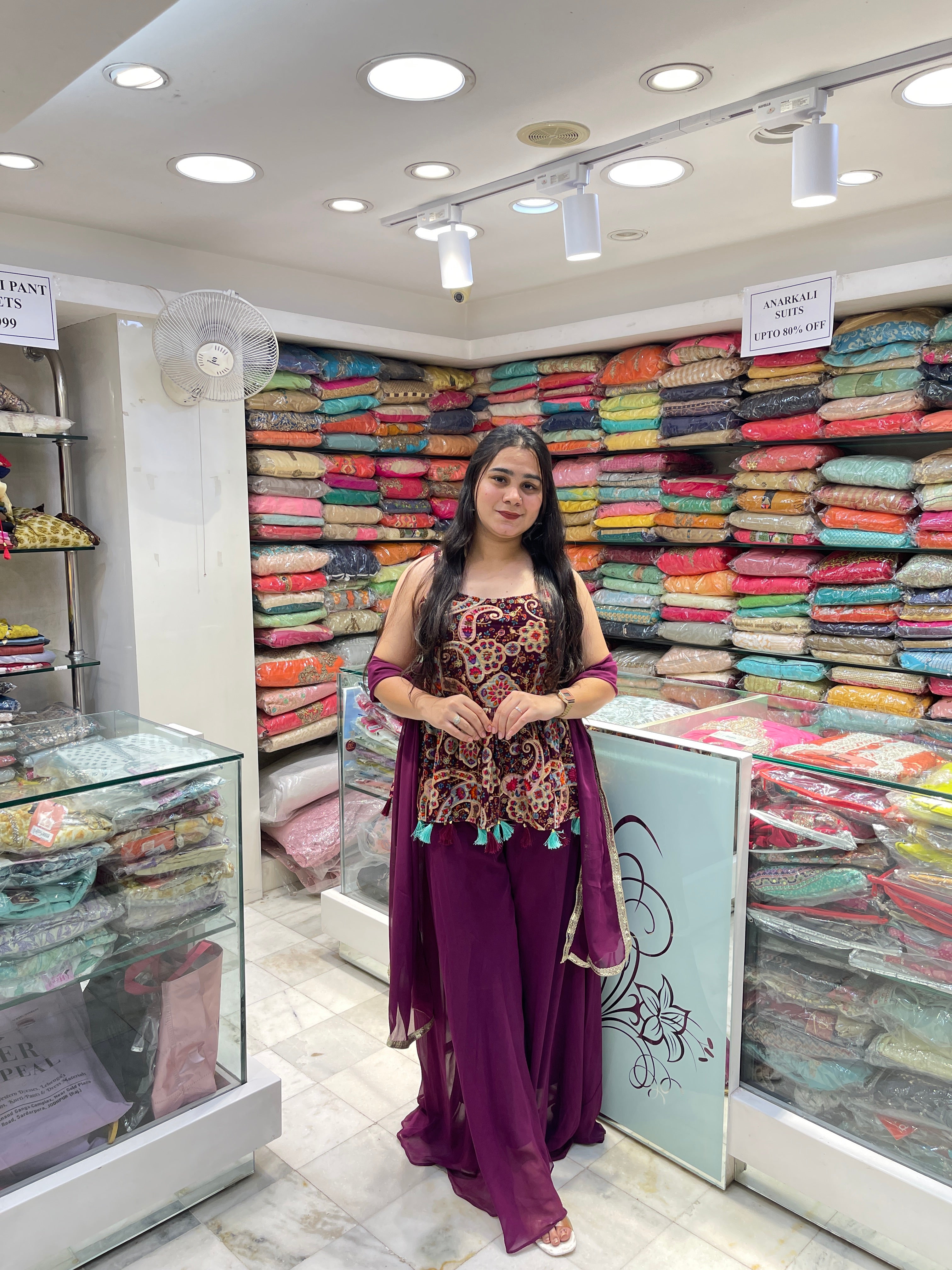 Printed short peplon flaired top with plazzo