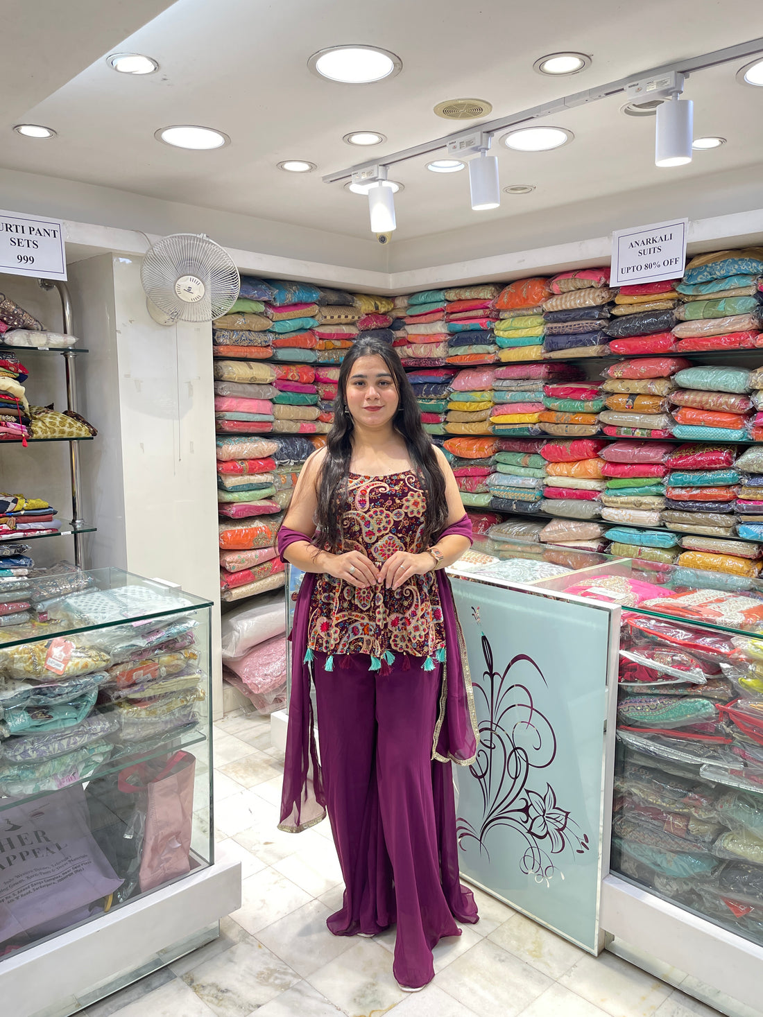 Printed short peplon flaired top with plazzo