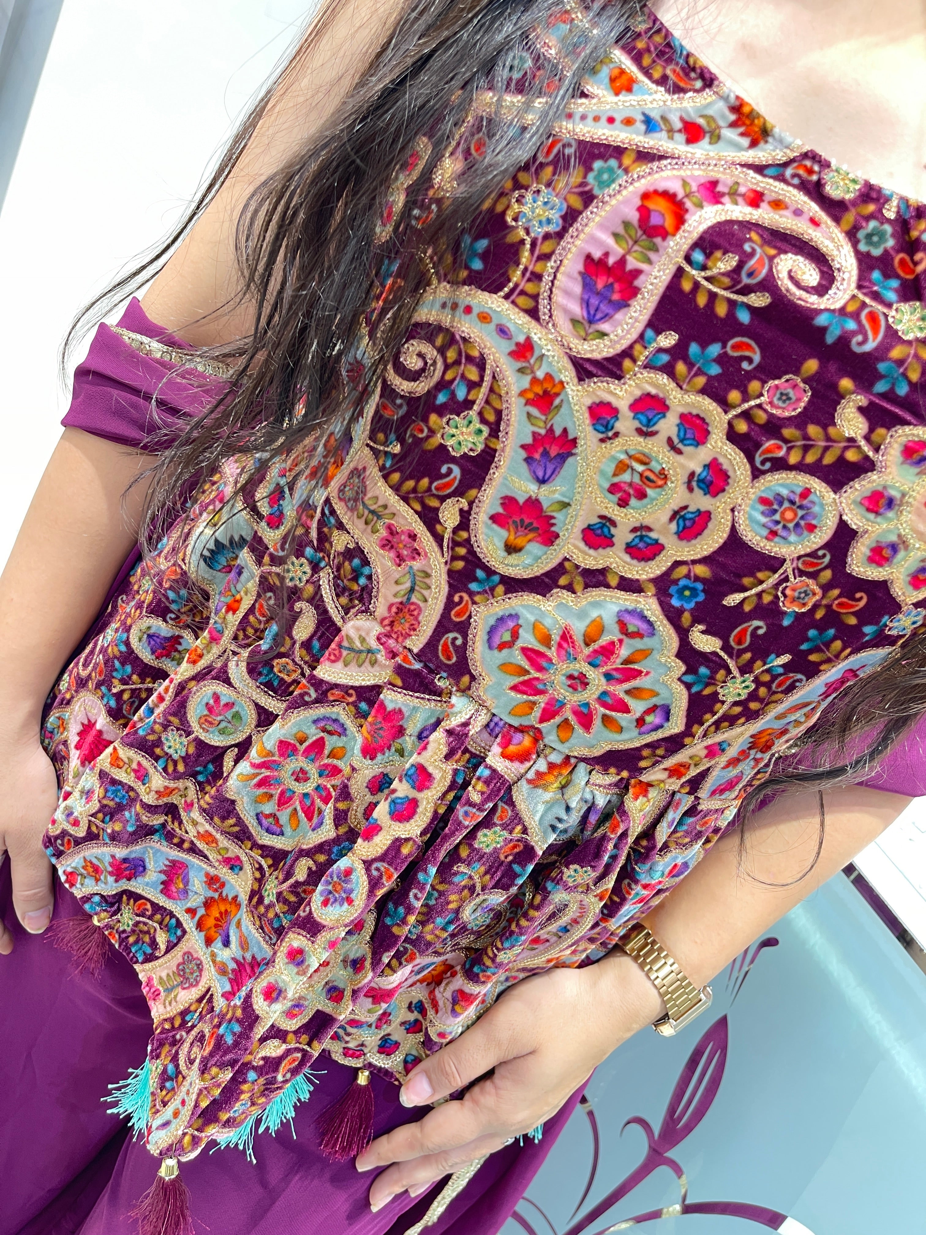 Printed short peplon flaired top with plazzo