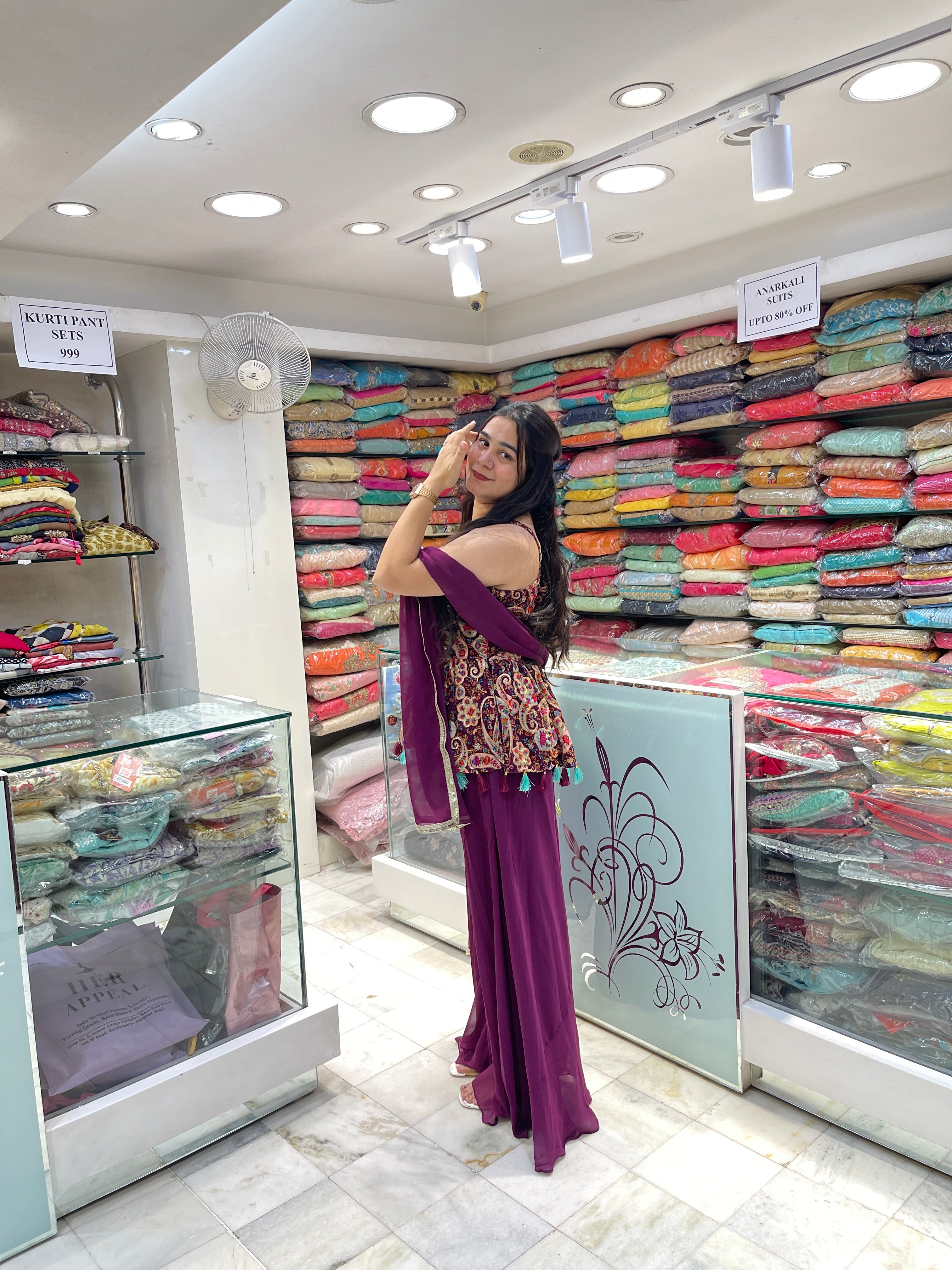 Printed short peplon flaired top with plazzo