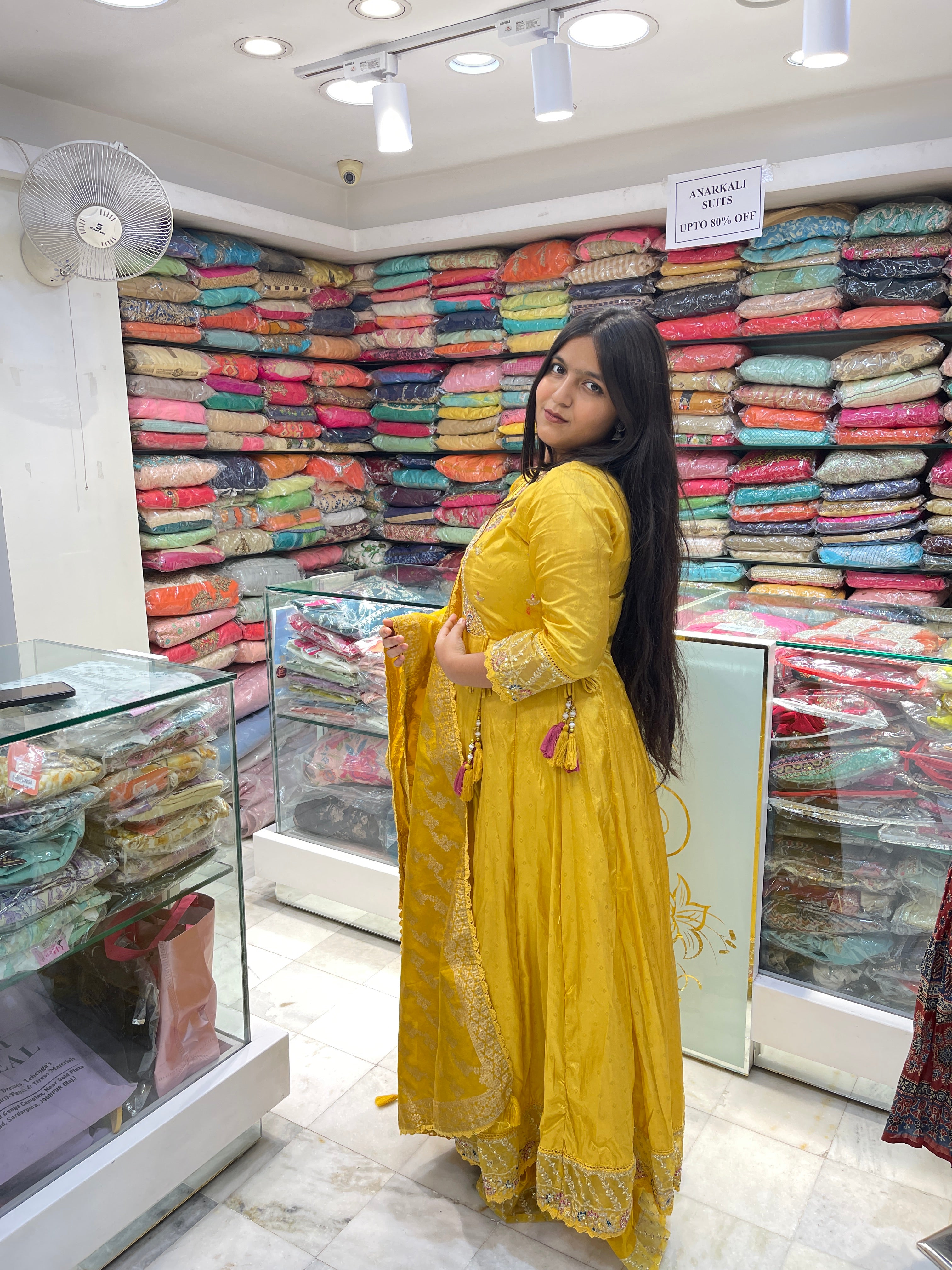 haldi party yellow banarasi dupatta long anarkali suit