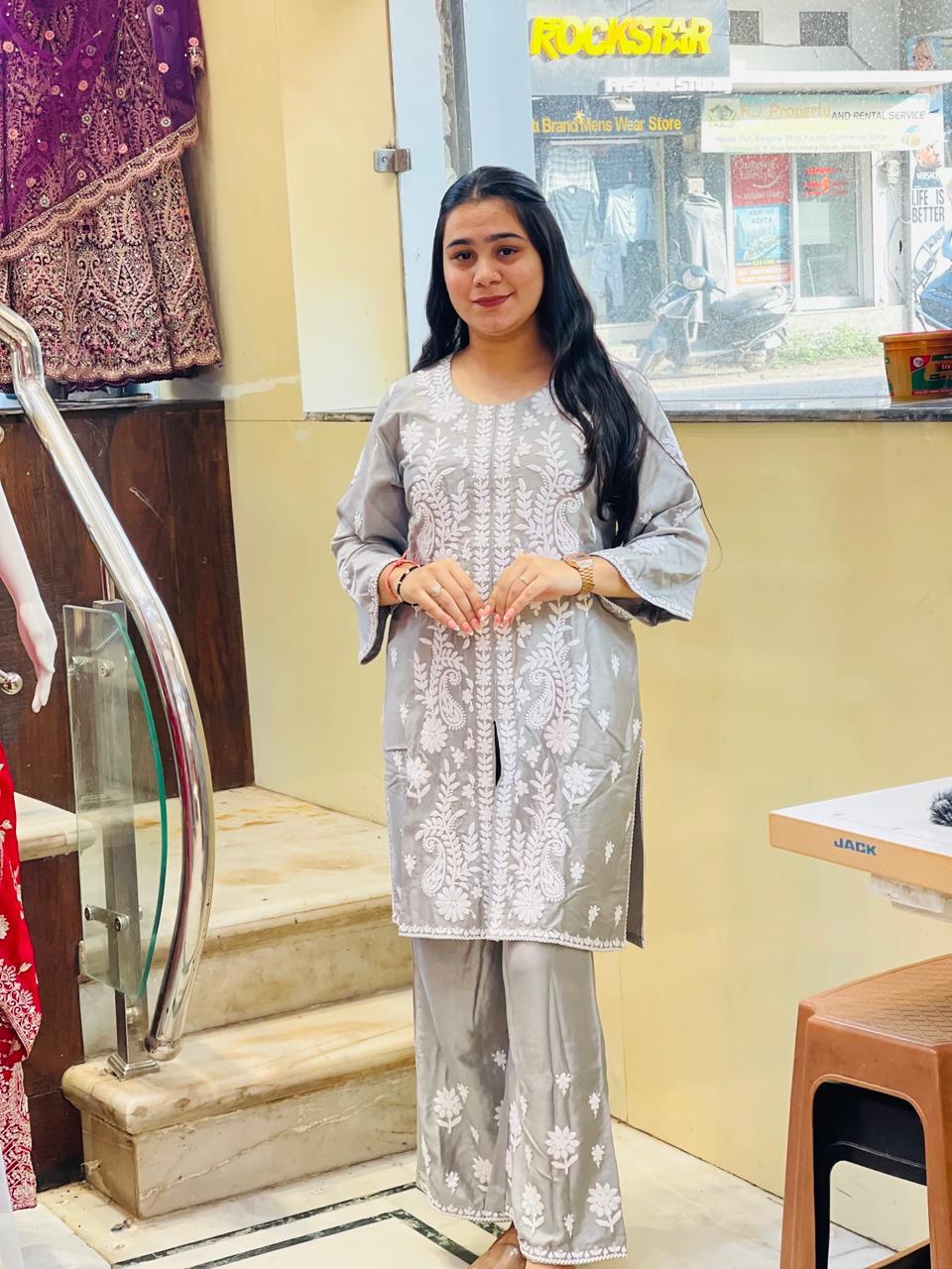 Embroidered Partywear Co-ord Set with Palazzo – Elegant & Trendy