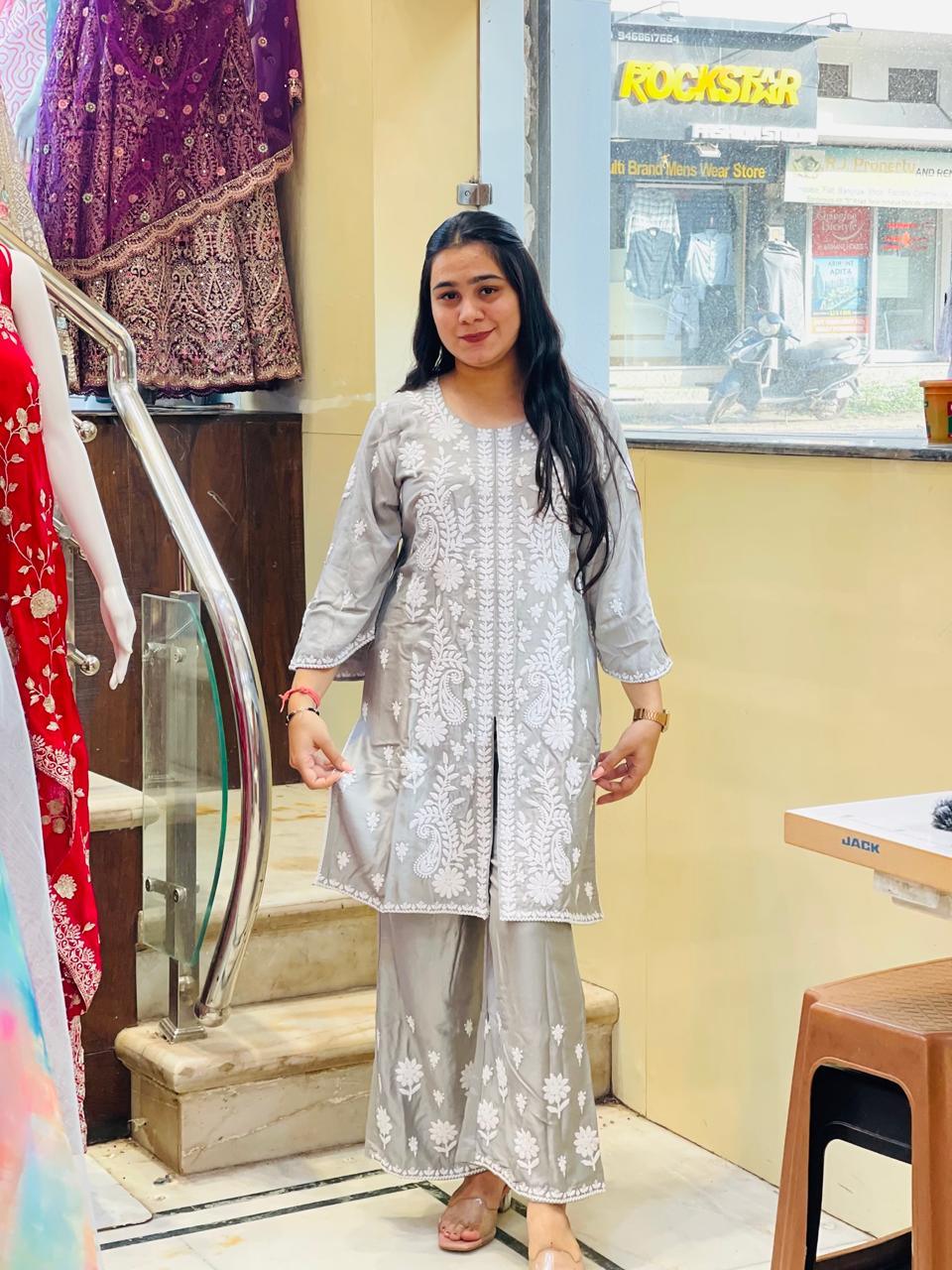 Embroidered Partywear Co-ord Set with Palazzo – Elegant & Trendy