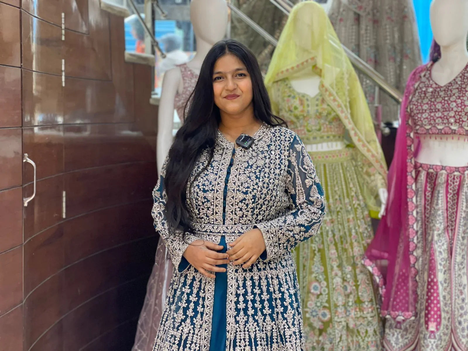 Heavy Wedding Indo-Western Zari Handwork Long Bridal Gown