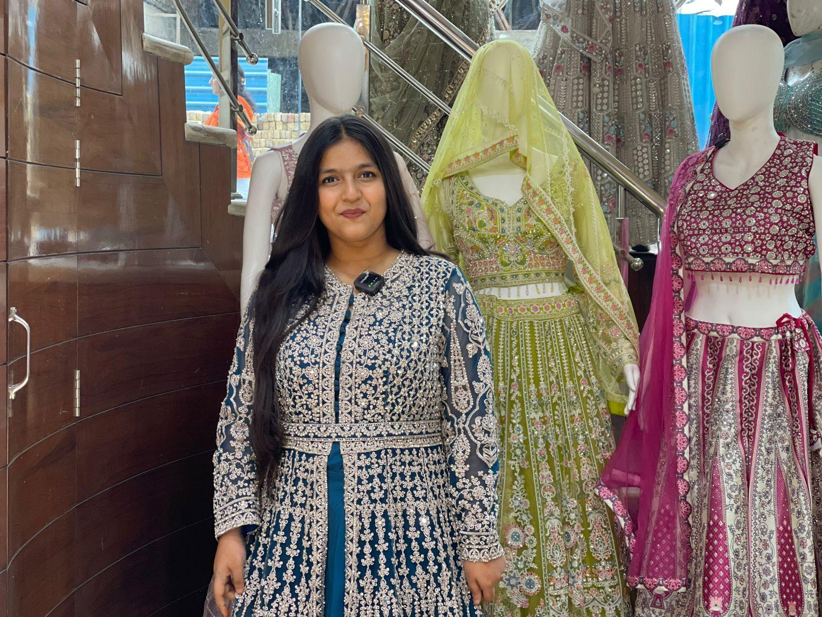 Heavy Wedding Indo-Western Zari Handwork Long Bridal Gown