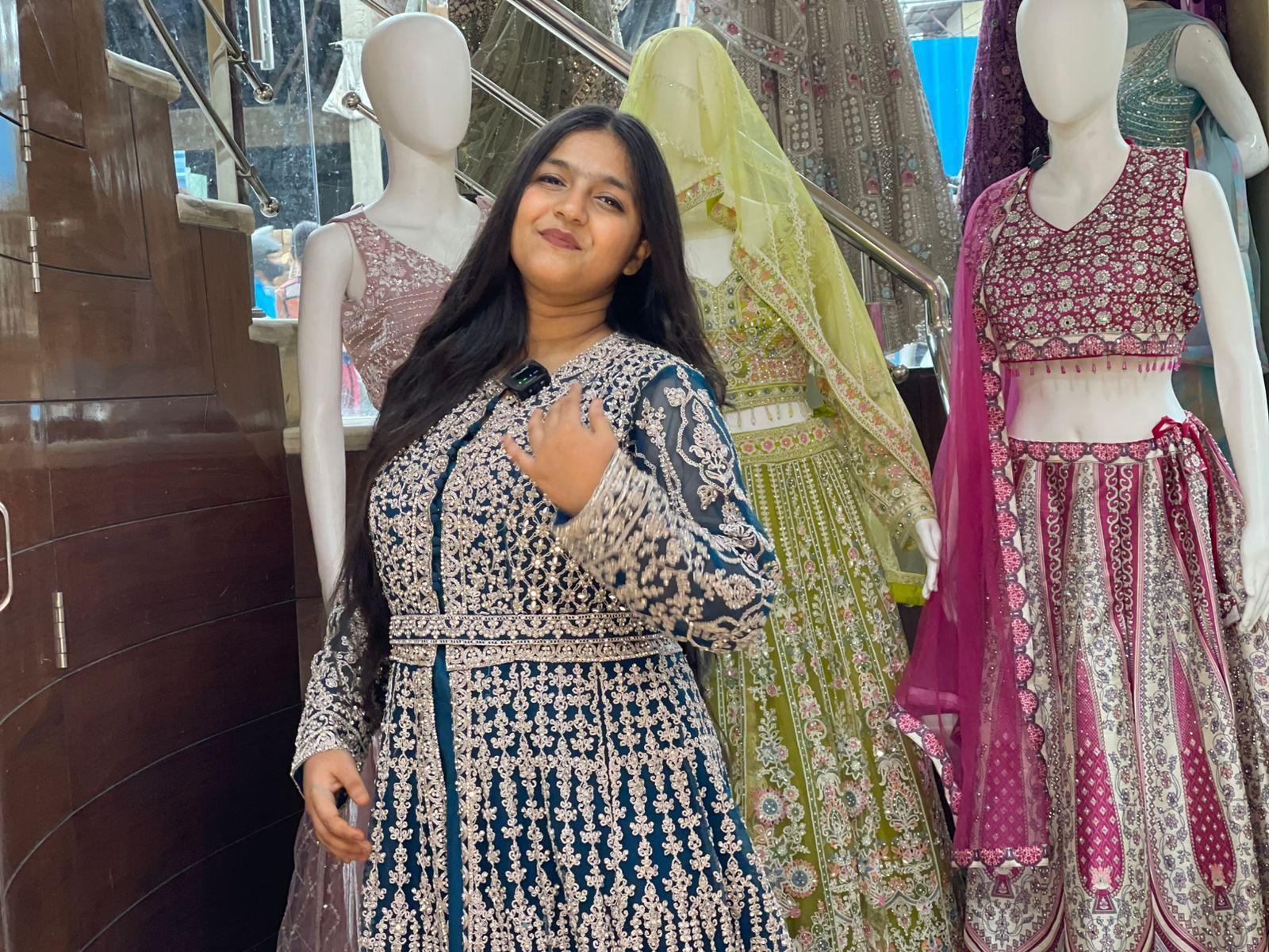 Heavy Wedding Indo-Western Zari Handwork Long Bridal Gown