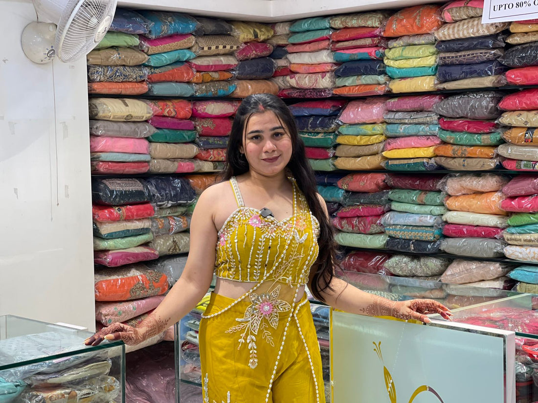 Plazzo Indo-Western Set with Net Shrug & Pearl Moti Sequin Work