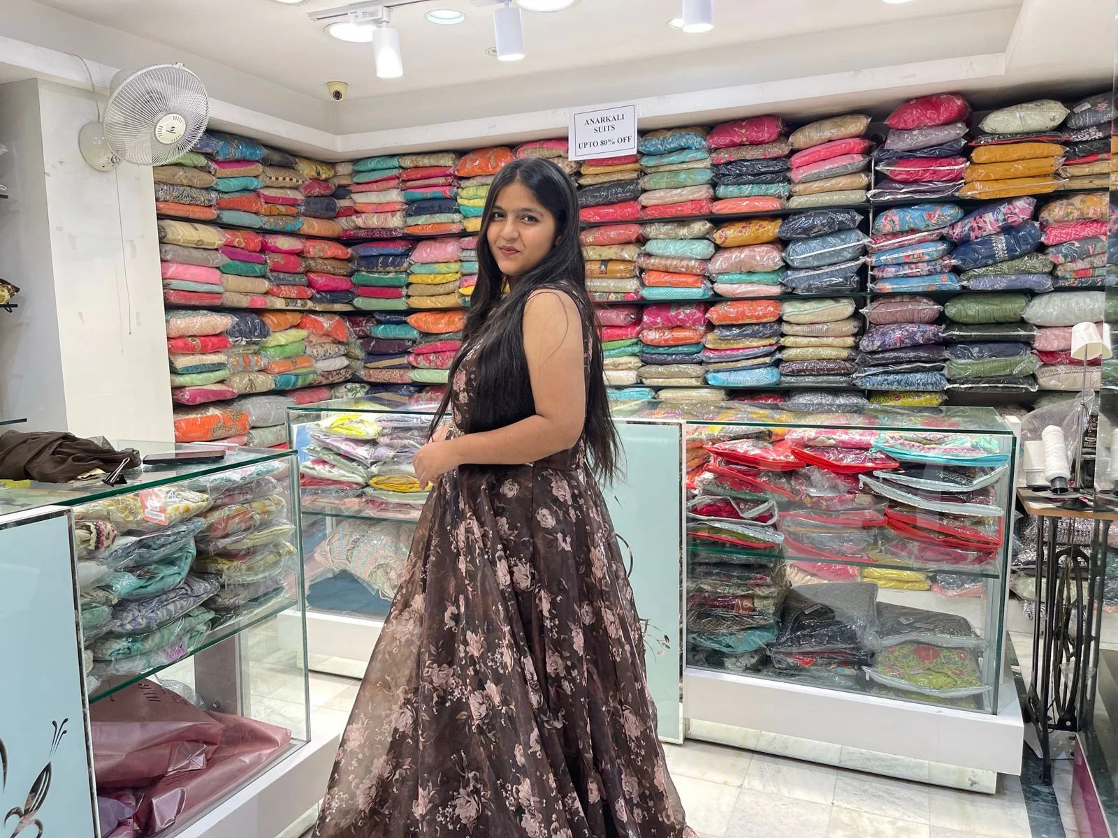 Floral printed Party wear organza gown