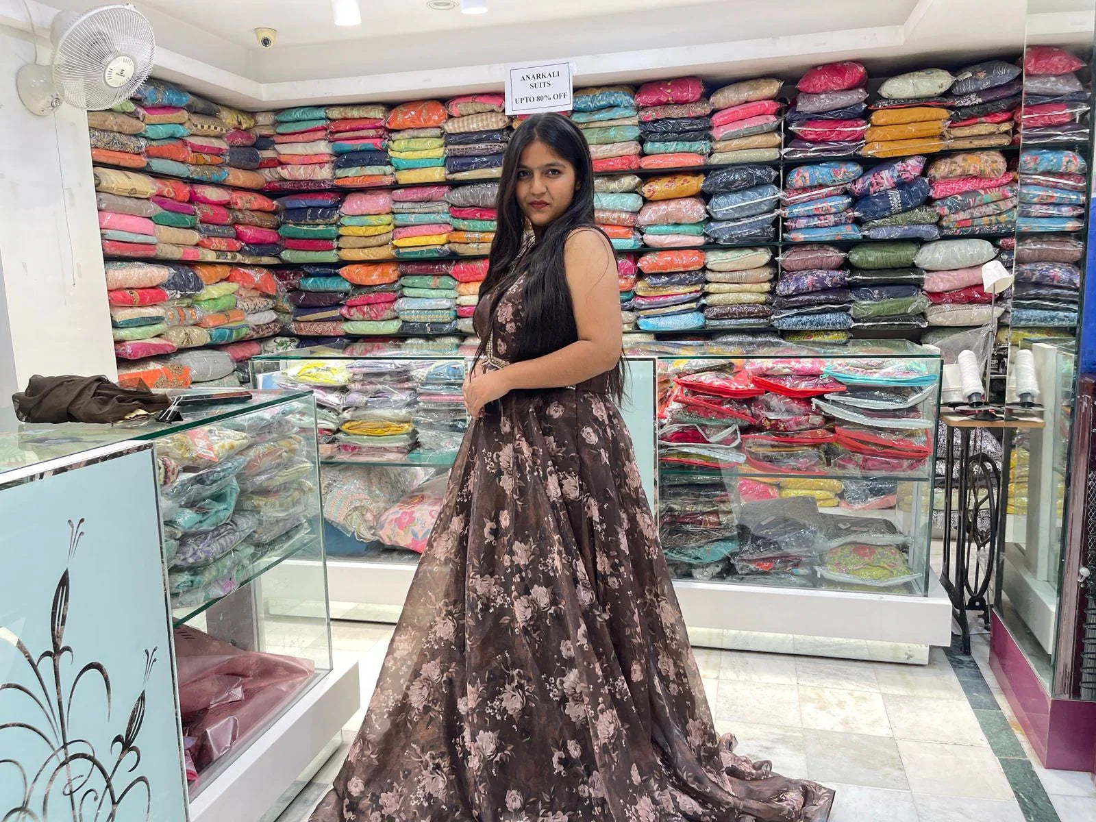 Floral printed Party wear organza gown