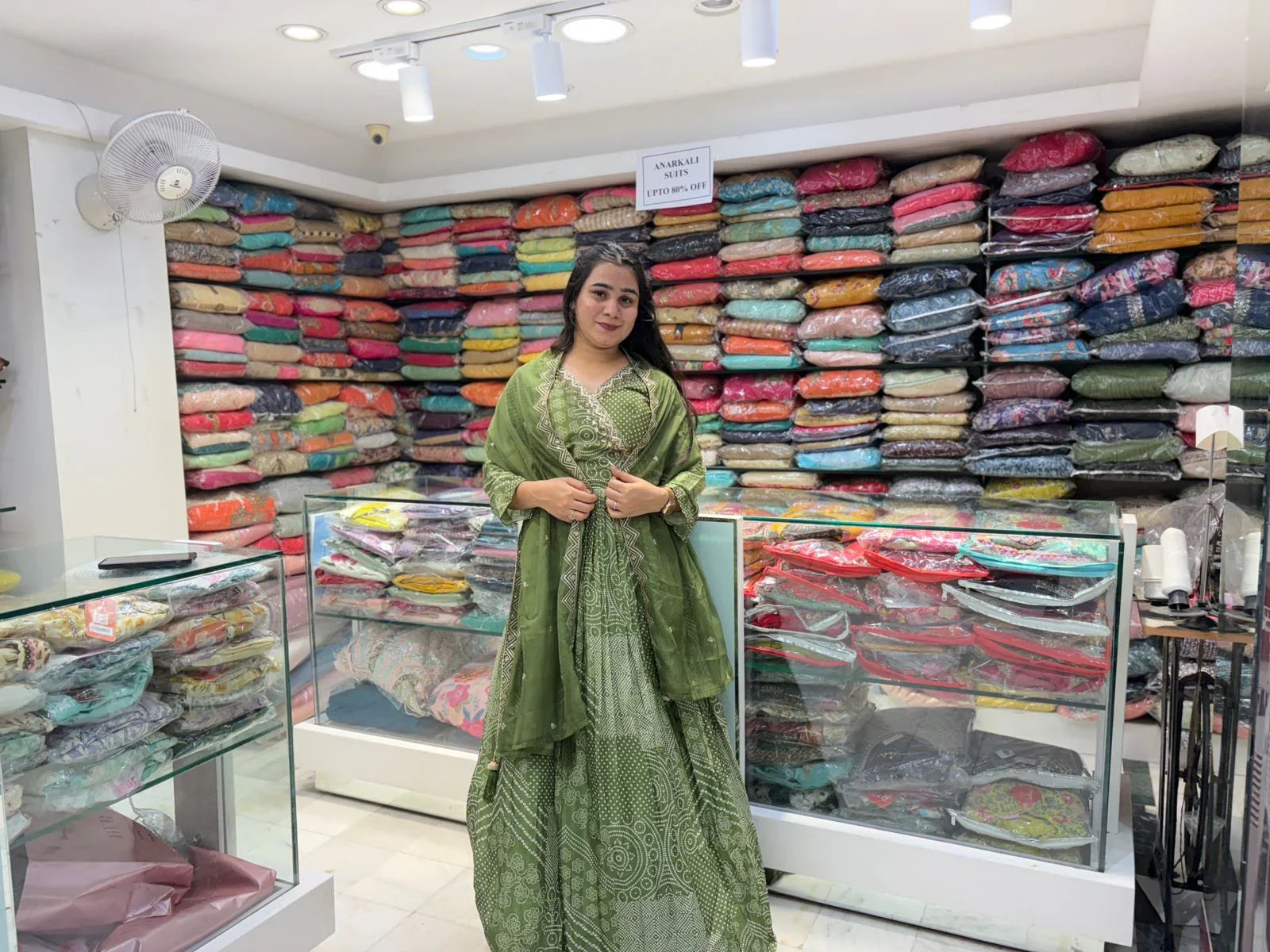 Pure chinon green Bhandani printed semi party wear gown