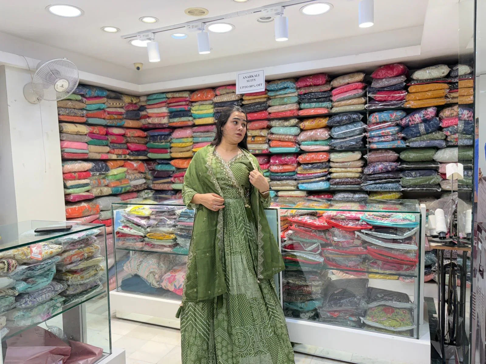 Pure chinon green Bhandani printed semi party wear gown