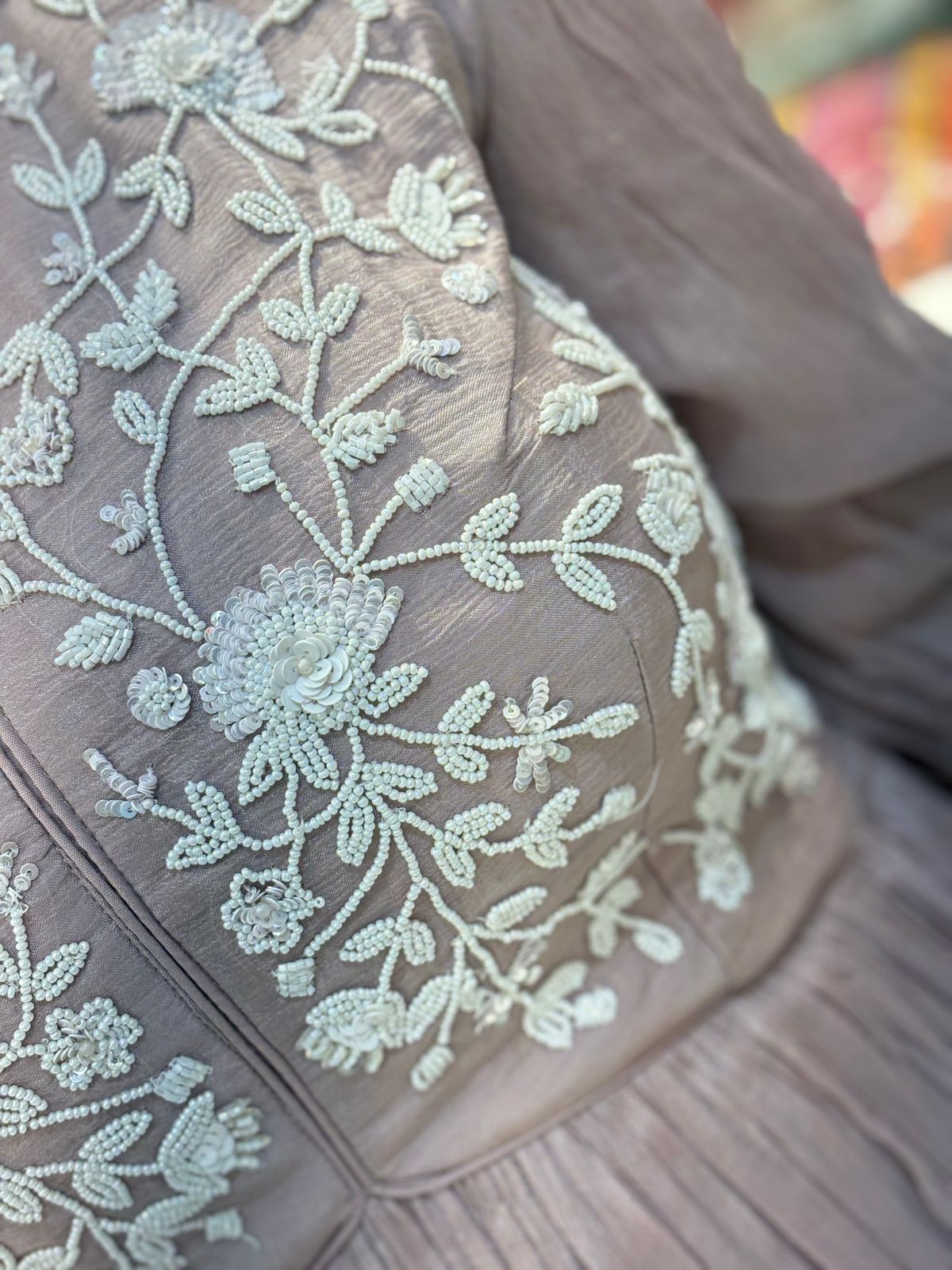 Pure Chinon Pearl Moti Work Party Wear Gown