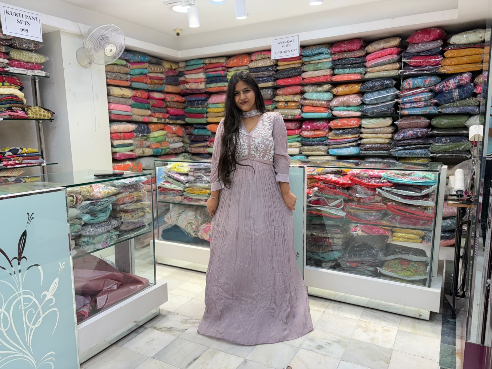 Pure Chinon Pearl Moti Work Party Wear Gown