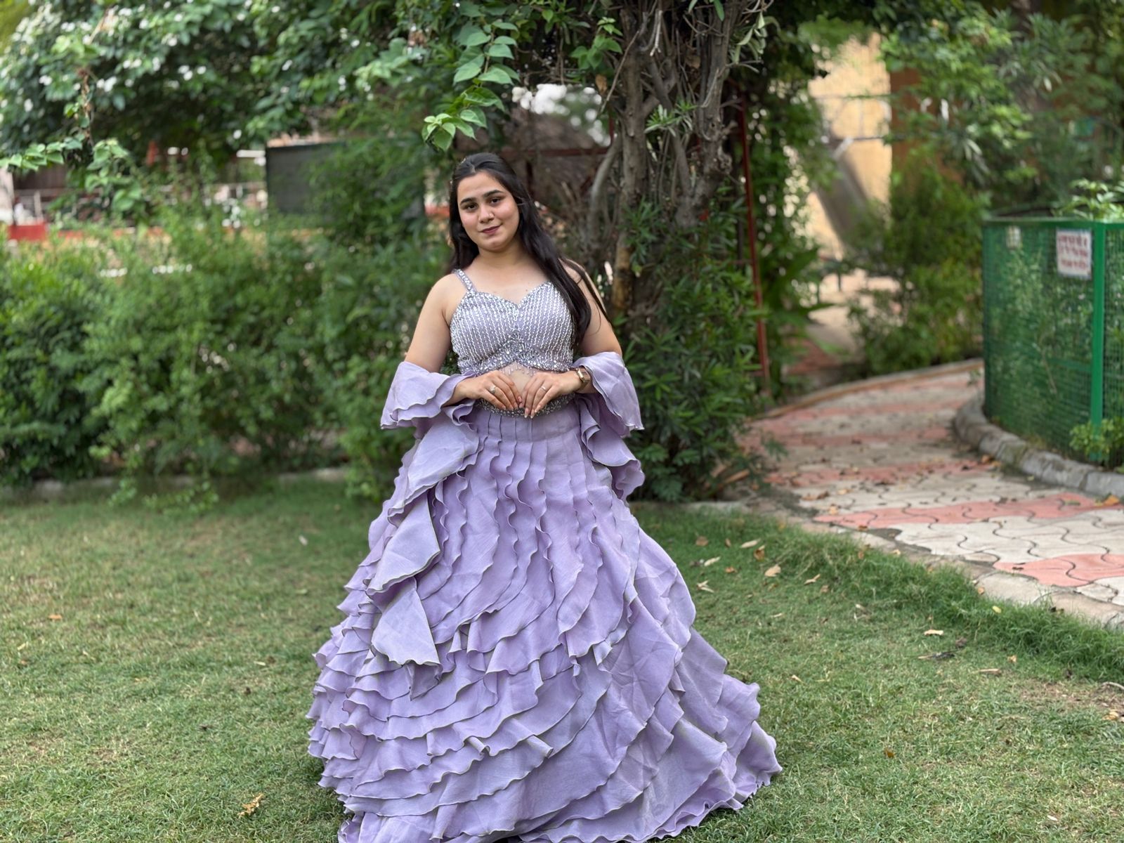 Chinon Party Wear Multilayered Ball Style Flared Lehenga