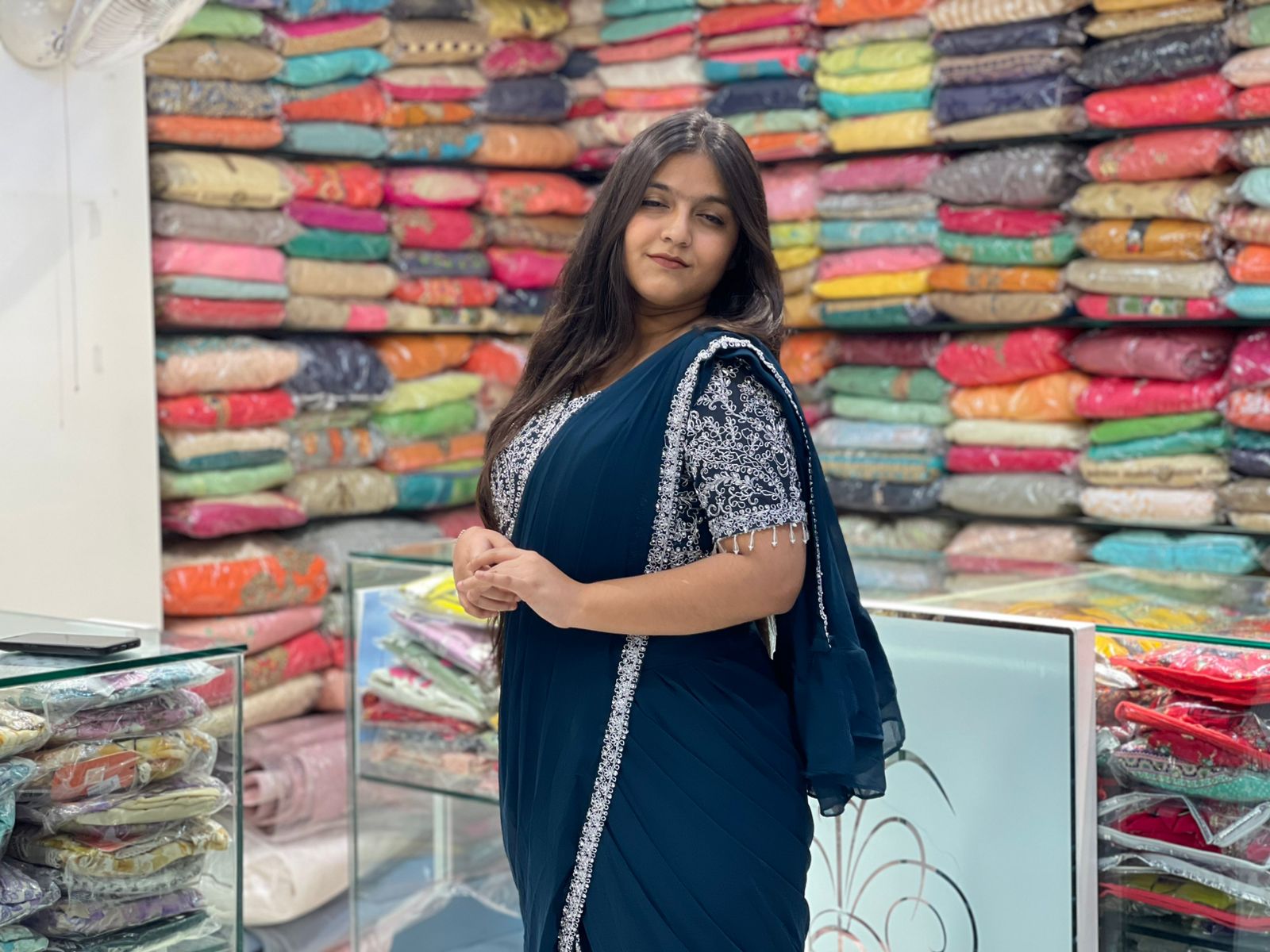 Ready-to-Wear Drape Style Saree in Georgette Fabric