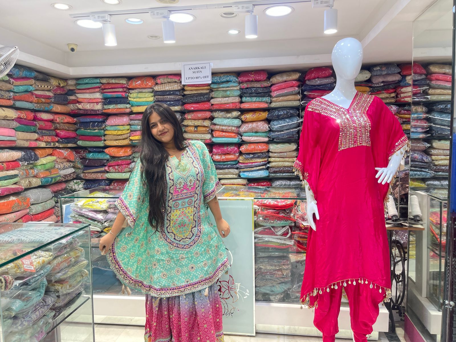 Crepe Fabric Printed Multicolor Kaftan with Sharara