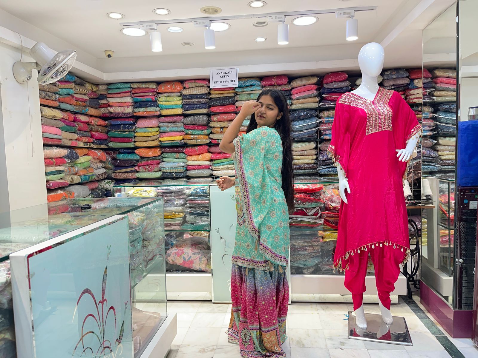 Crepe Fabric Printed Multicolor Kaftan with Sharara