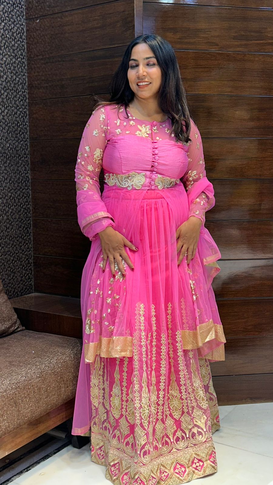 Long Top Indo Western Stylish Wedding Embroidered Lehenga In Silk And Net