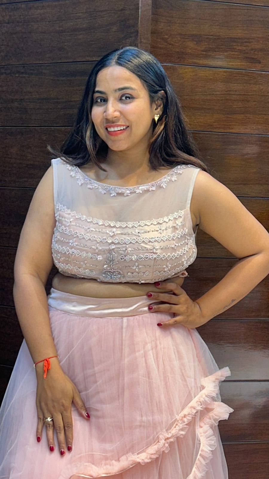 Partywear Net Flaired Indo western Designer Crop Top