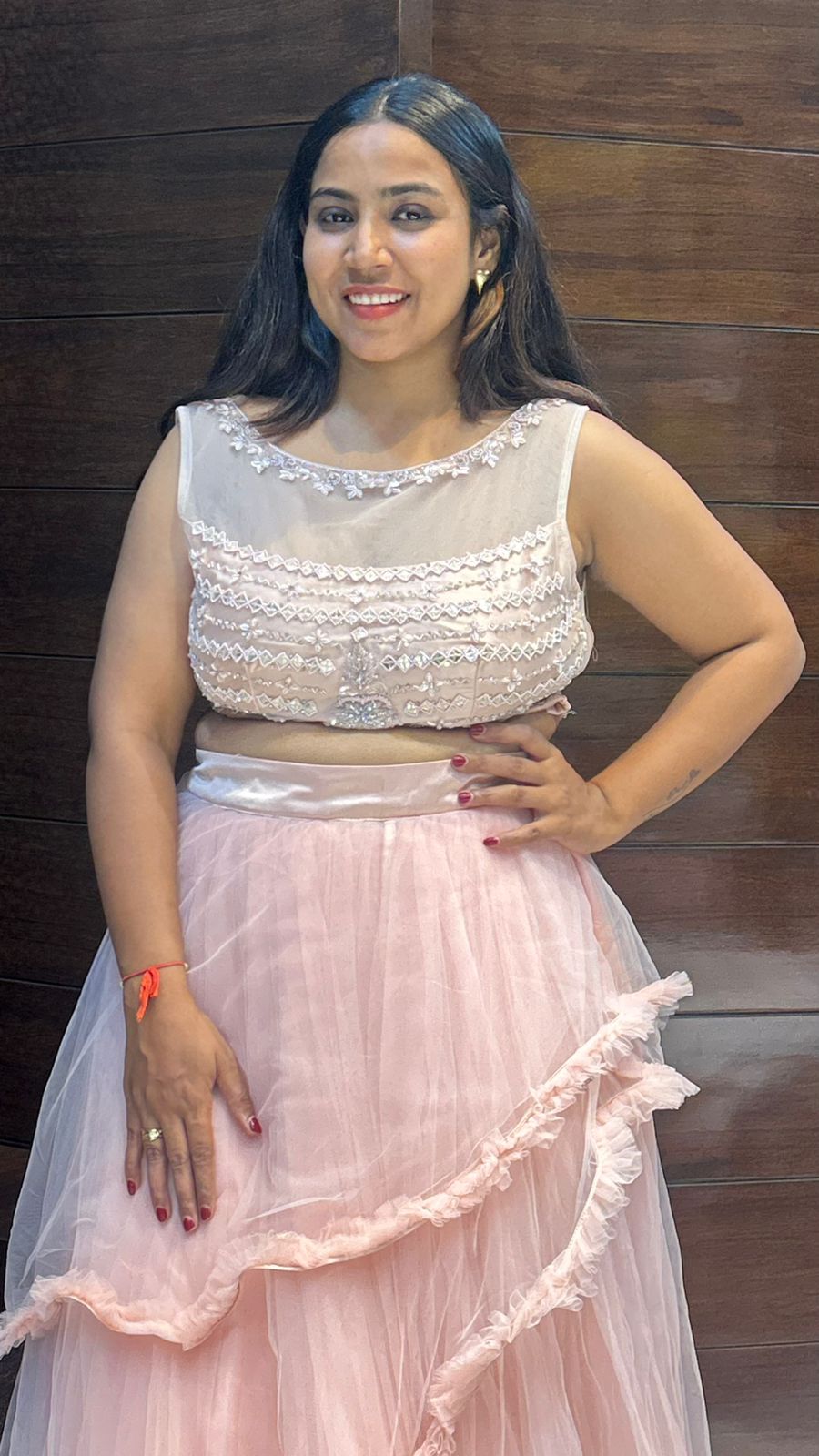 Partywear Net Flaired Indo western Designer Crop Top