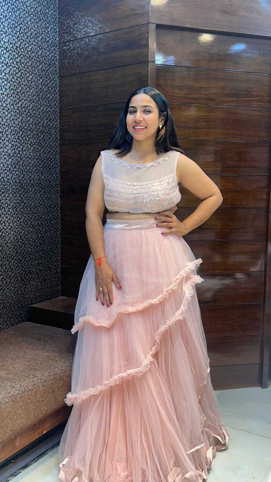 Partywear Net Flaired Indo western Designer Crop Top