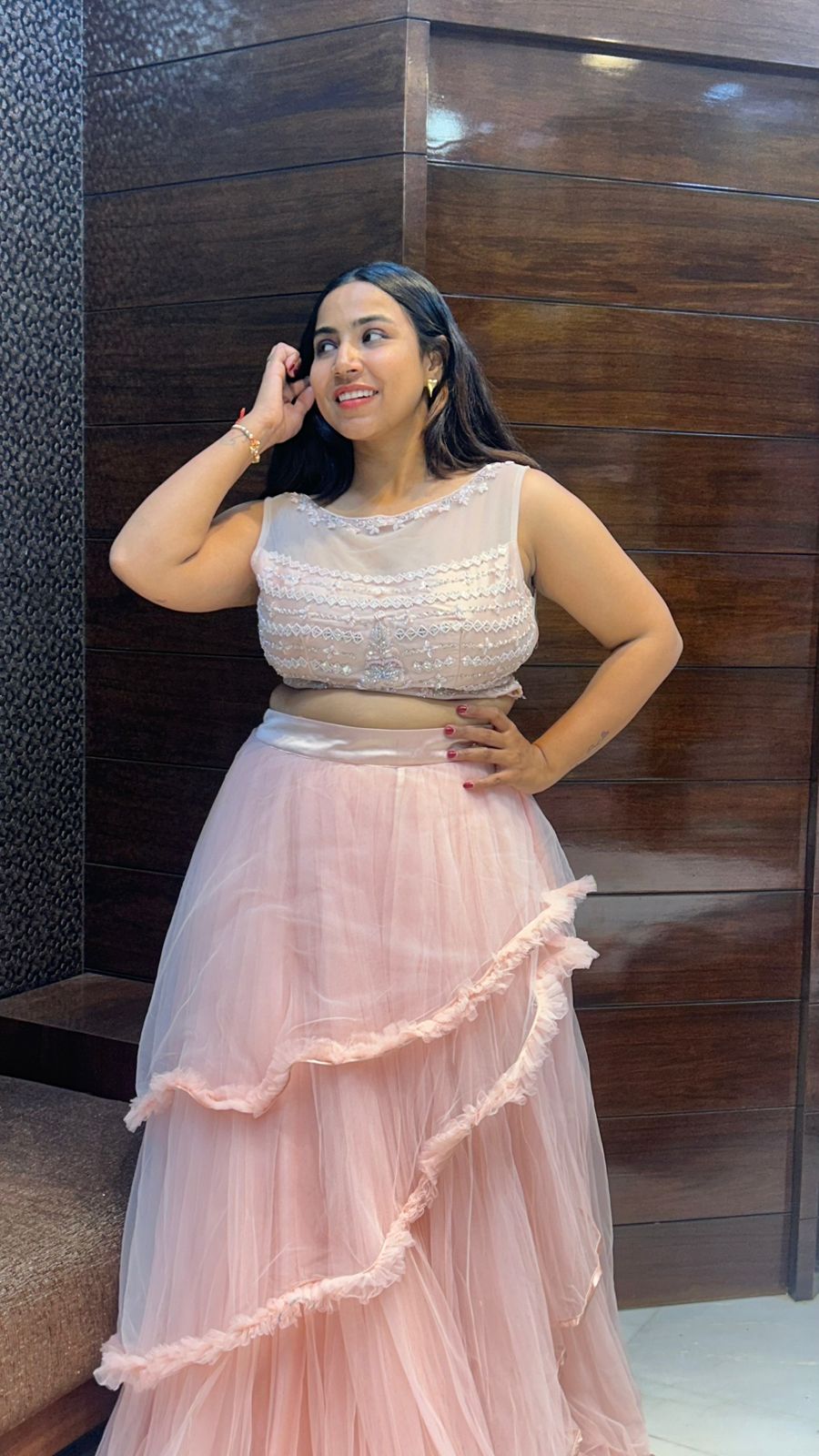 Partywear Net Flaired Indo western Designer Crop Top