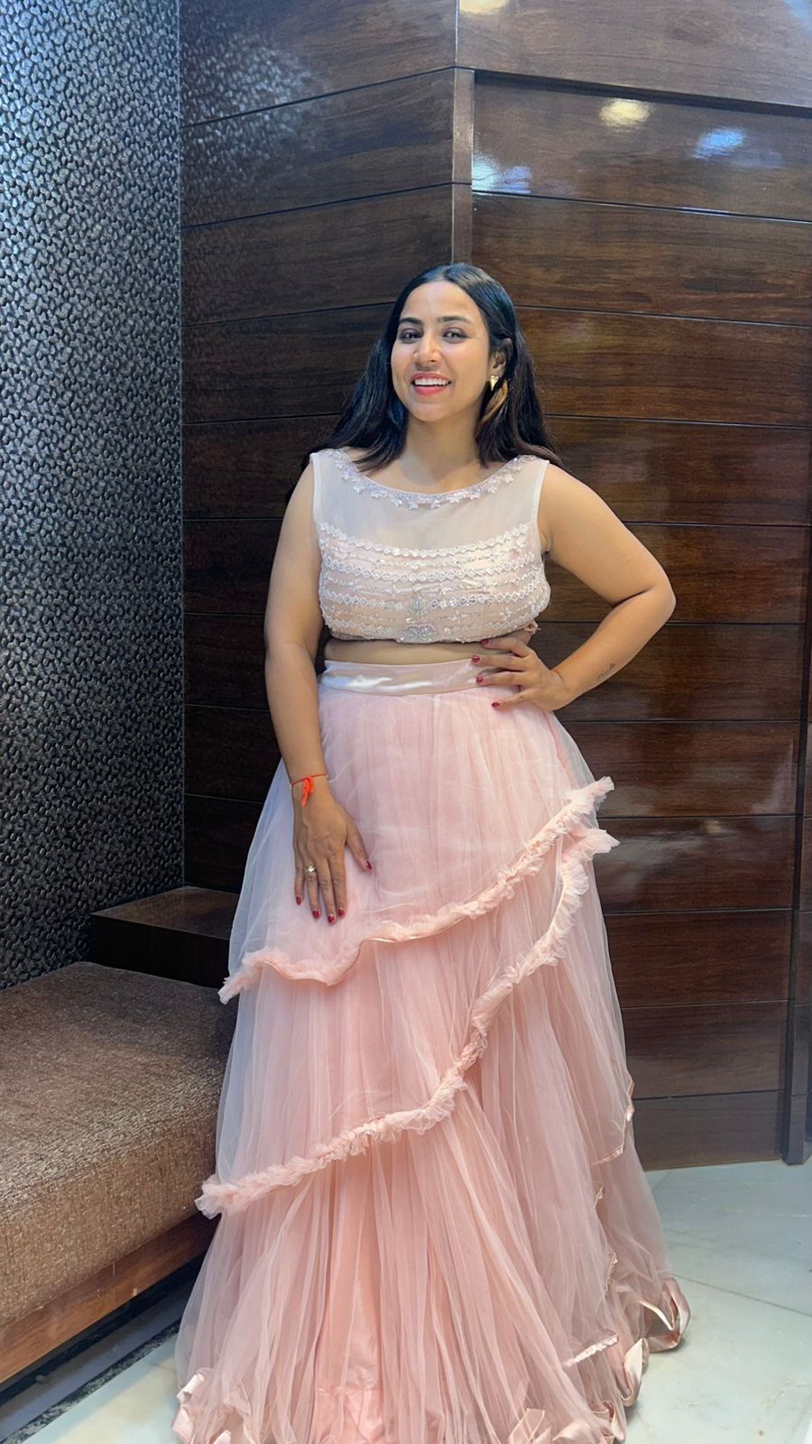 Partywear Net Flaired Indo western Designer Crop Top