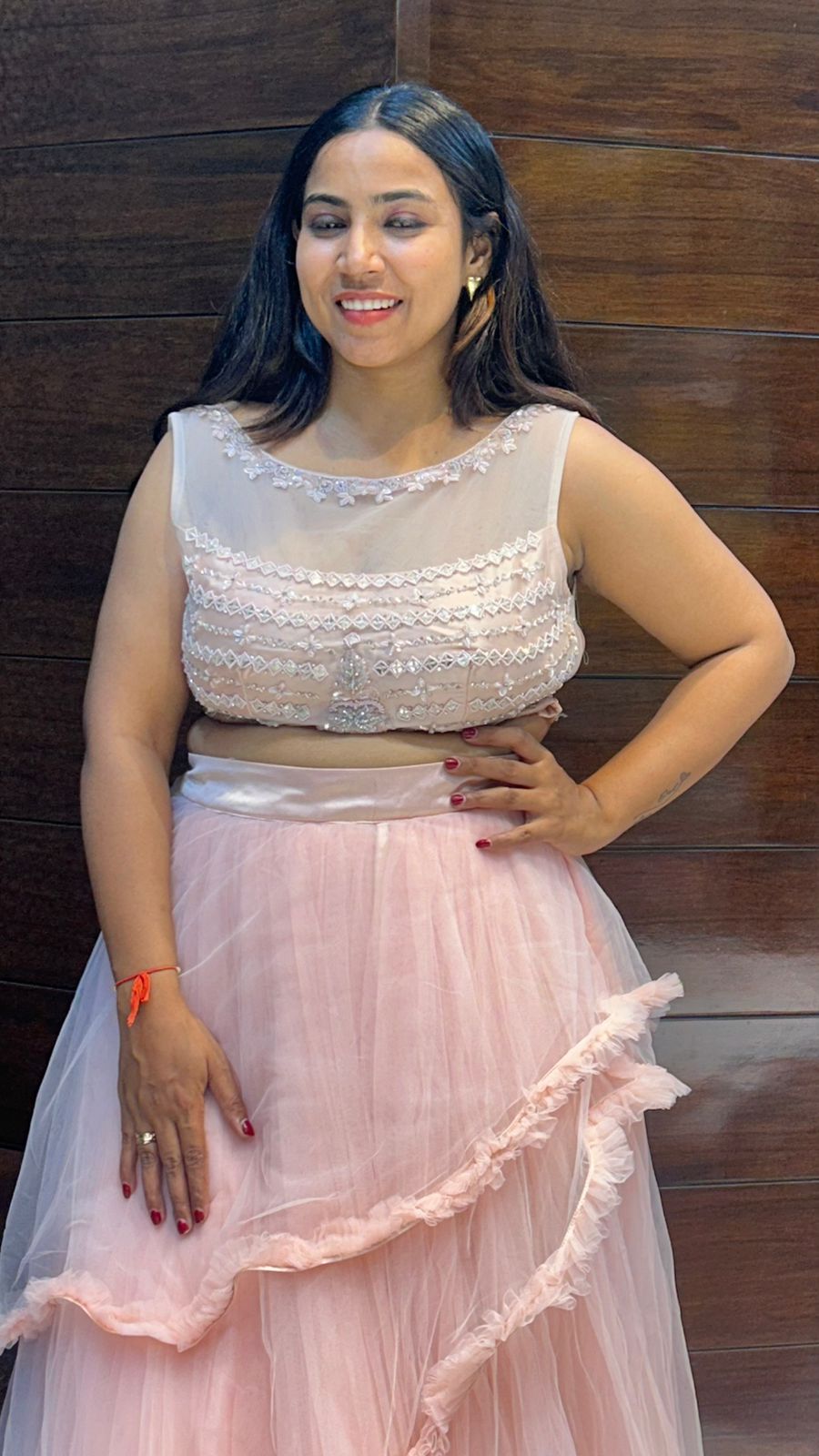 Partywear Net Flaired Indo western Designer Crop Top