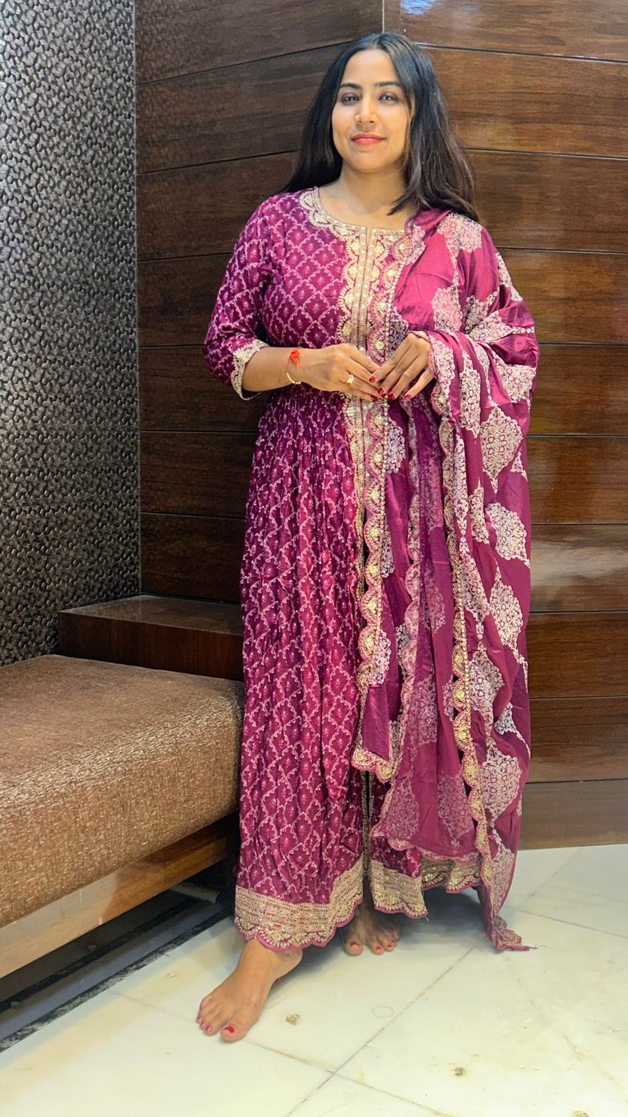 Rayon cotton front slit partywear anarkali suit