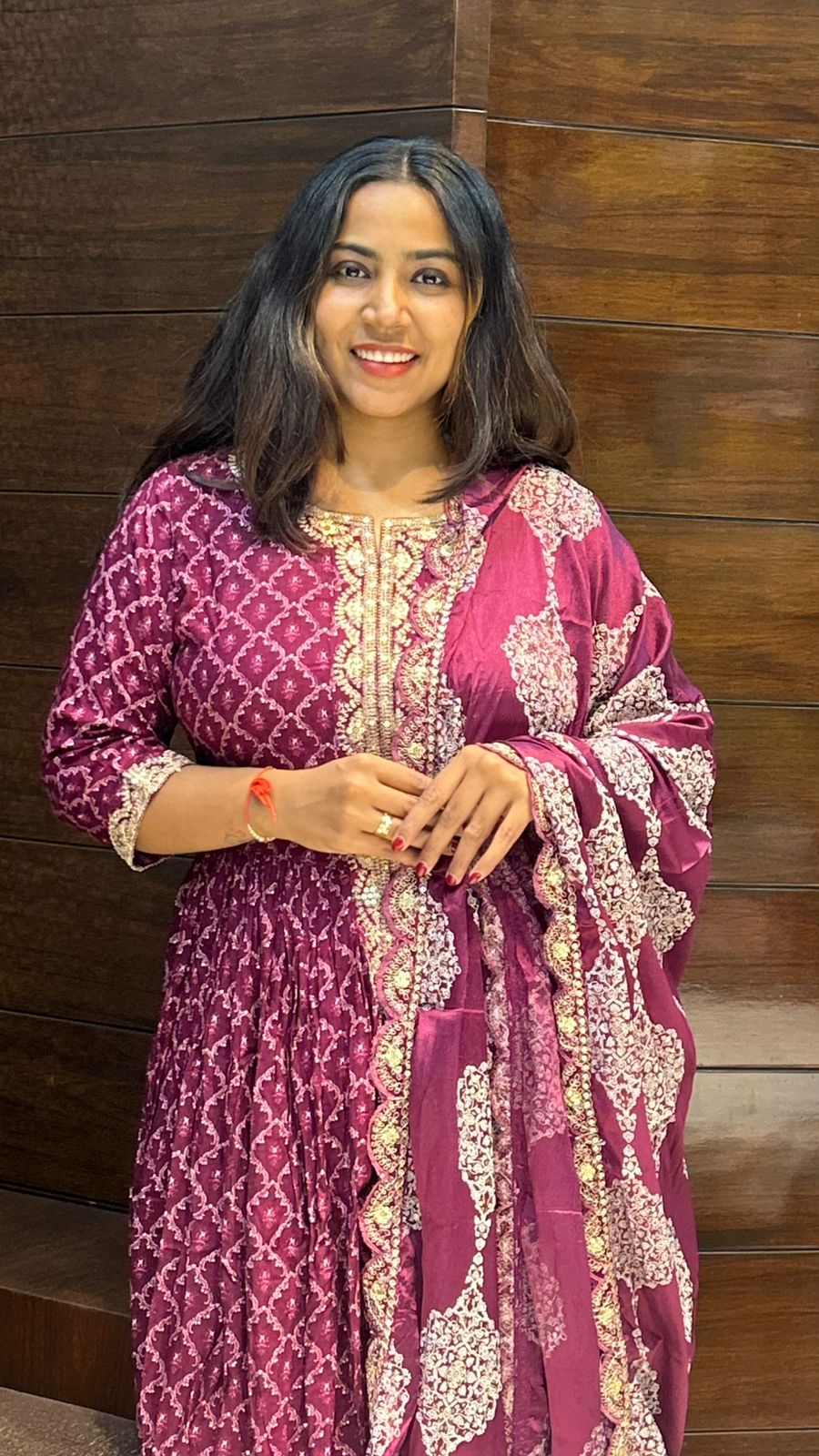 Rayon cotton front slit partywear anarkali suit