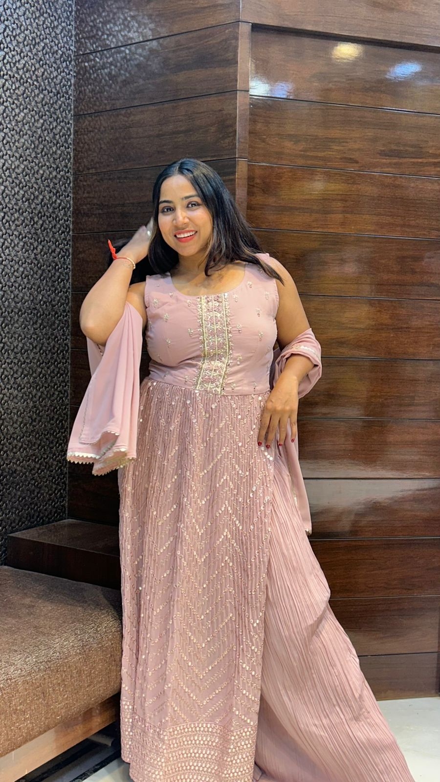 nayra cut georgette side open kurti plazo