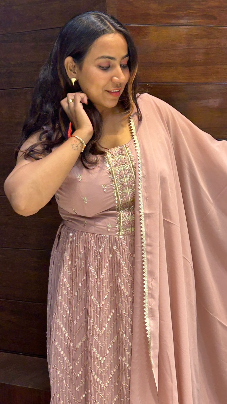 nayra cut georgette side open kurti plazo