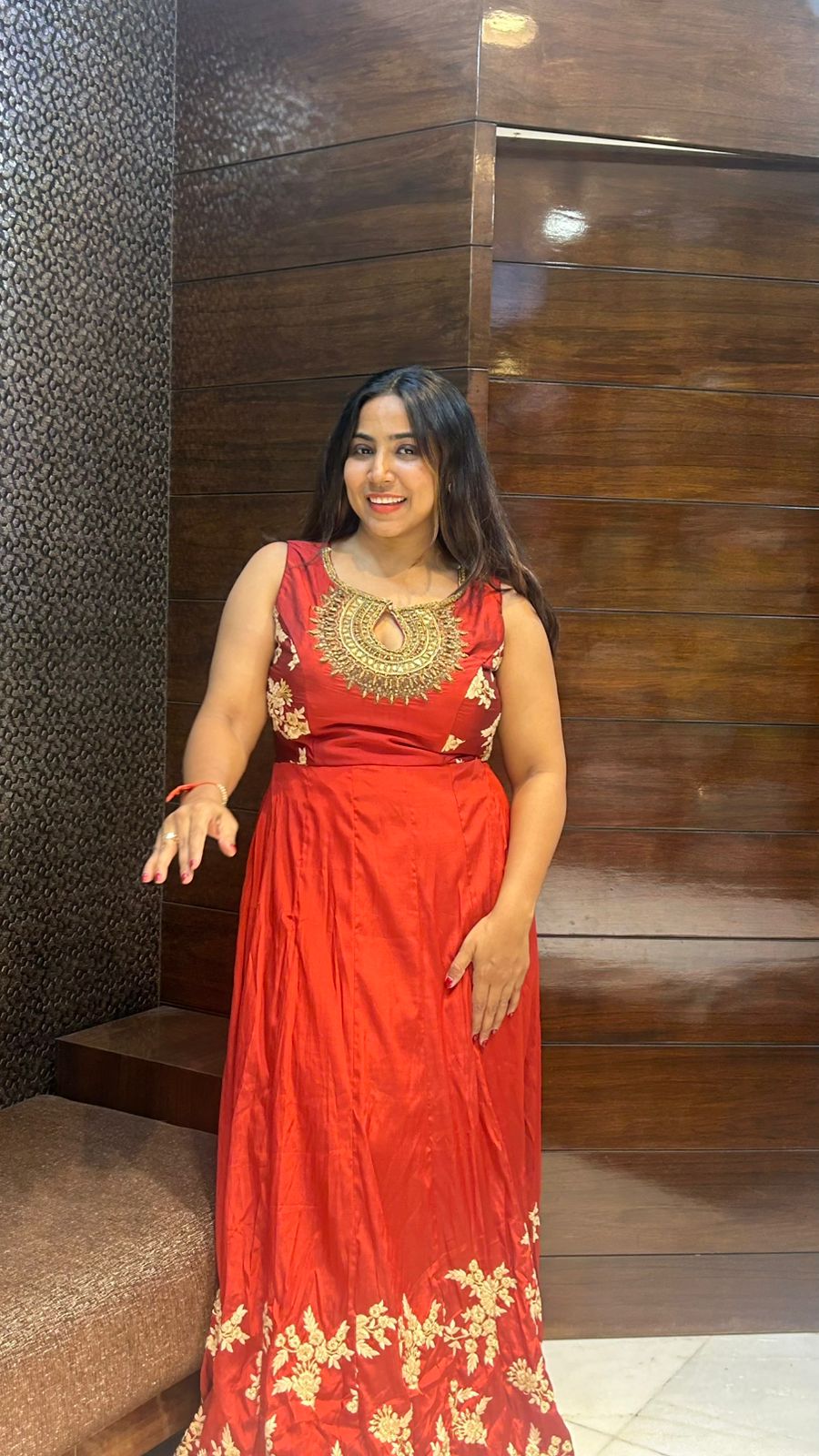 beads zari embroidery work partywear gown