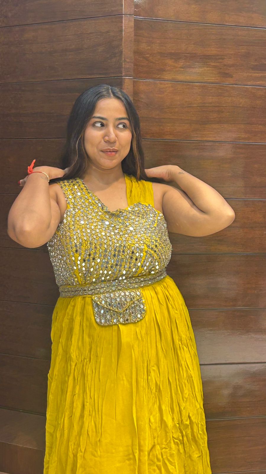 haldi wedding party mirror work pure georgette gown