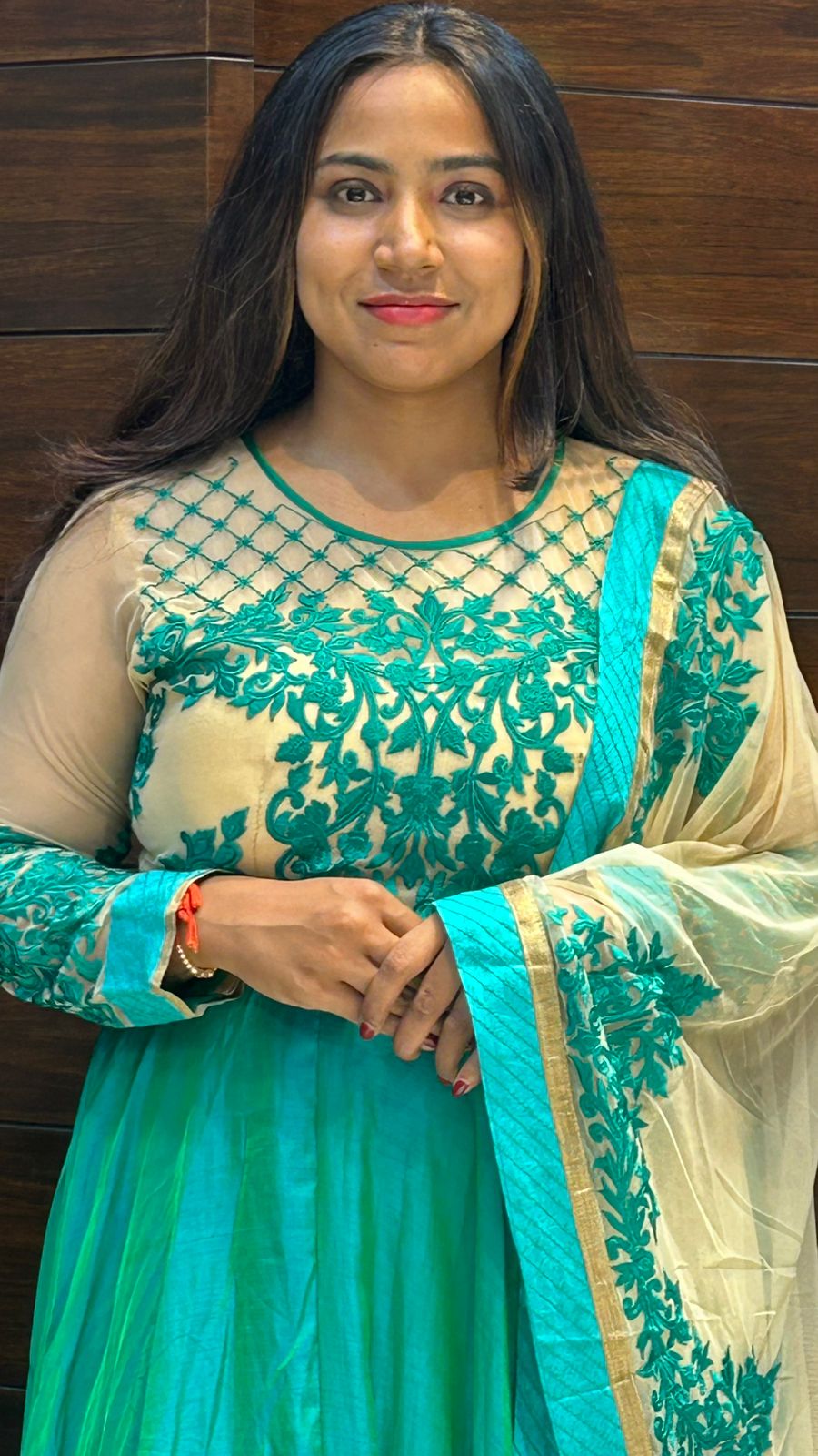 beautiful long anarkali suit pure tapeda with embroidery