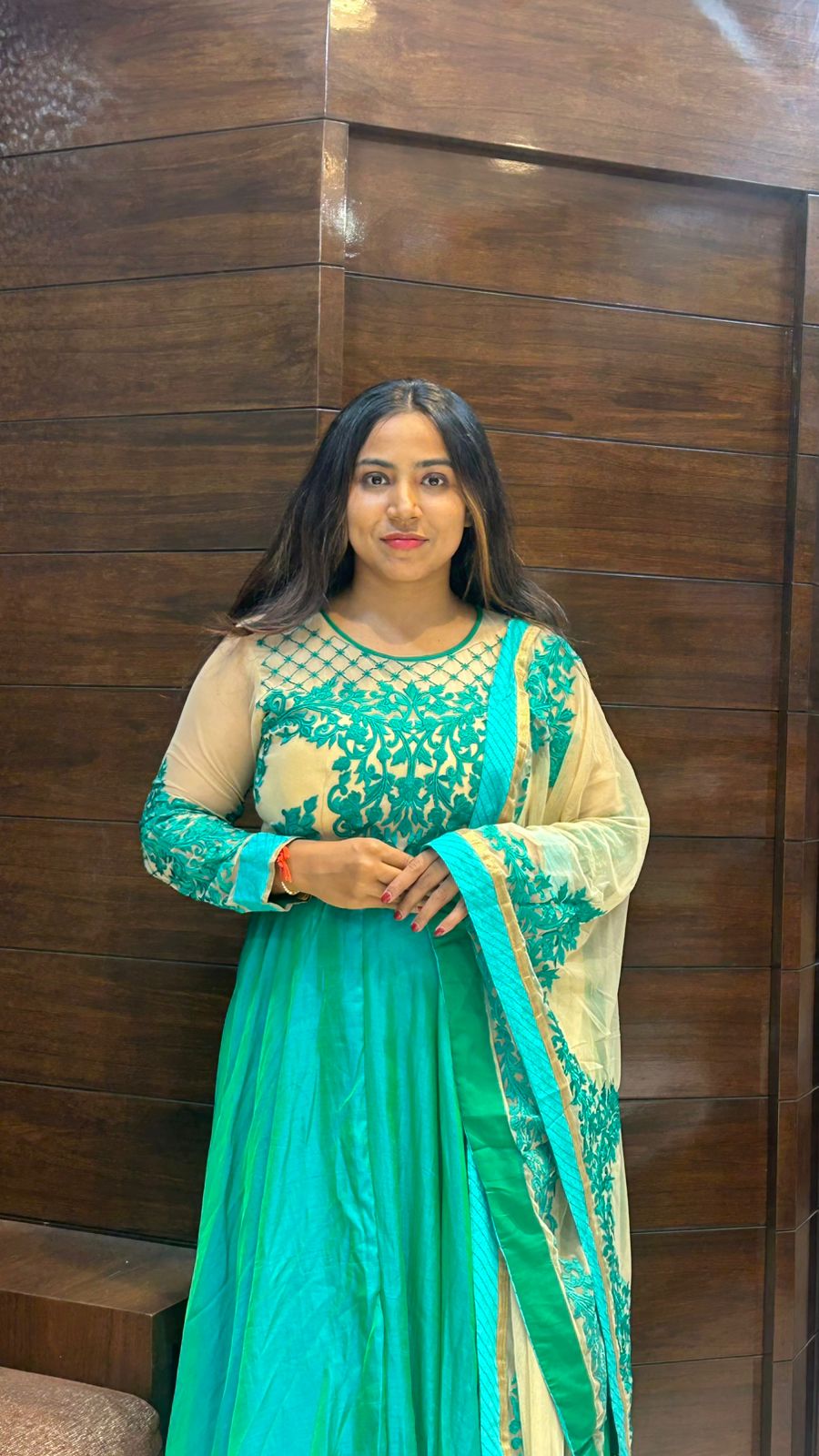 beautiful long anarkali suit pure tapeda with embroidery