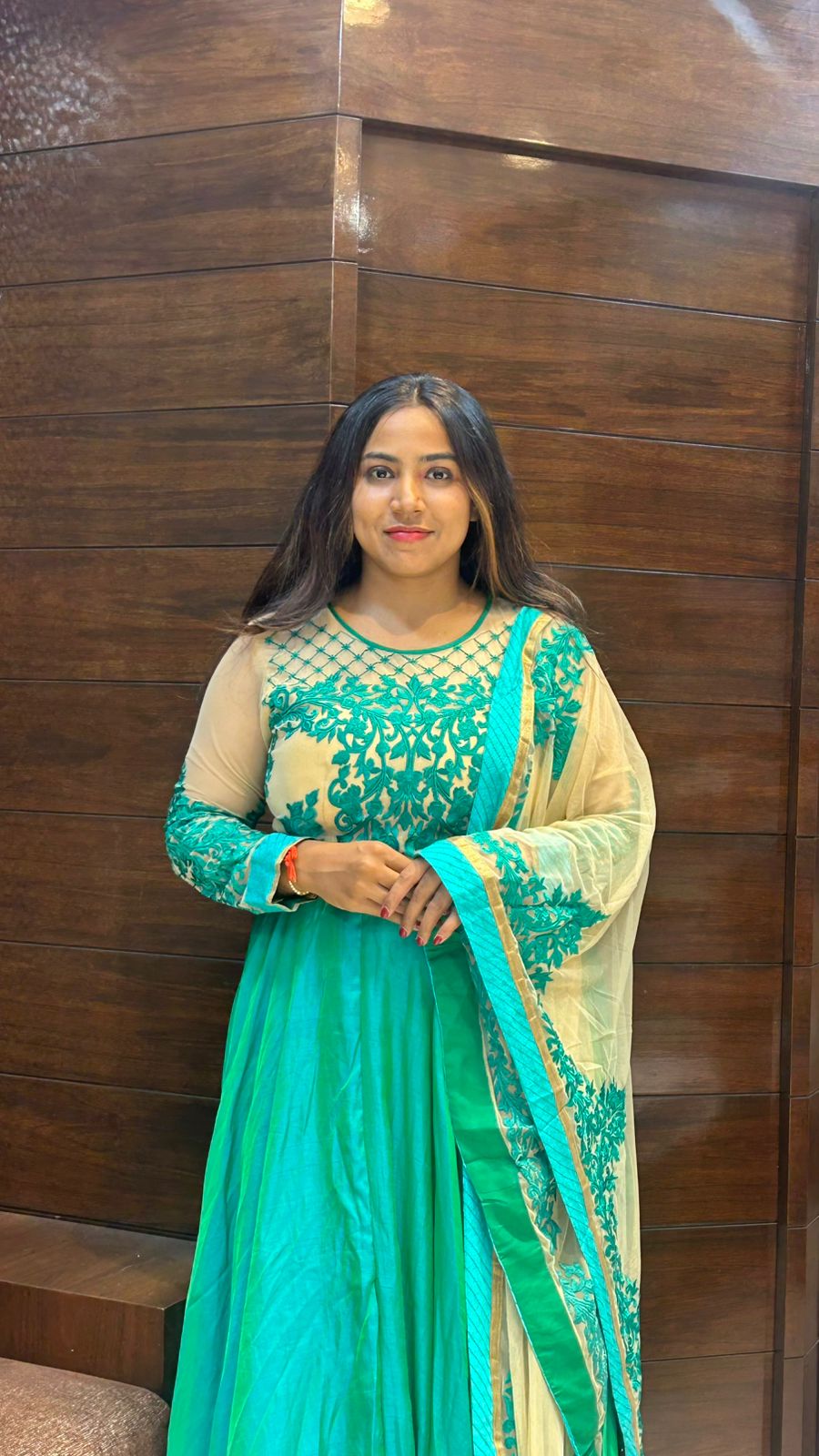 beautiful long anarkali suit pure tapeda with embroidery