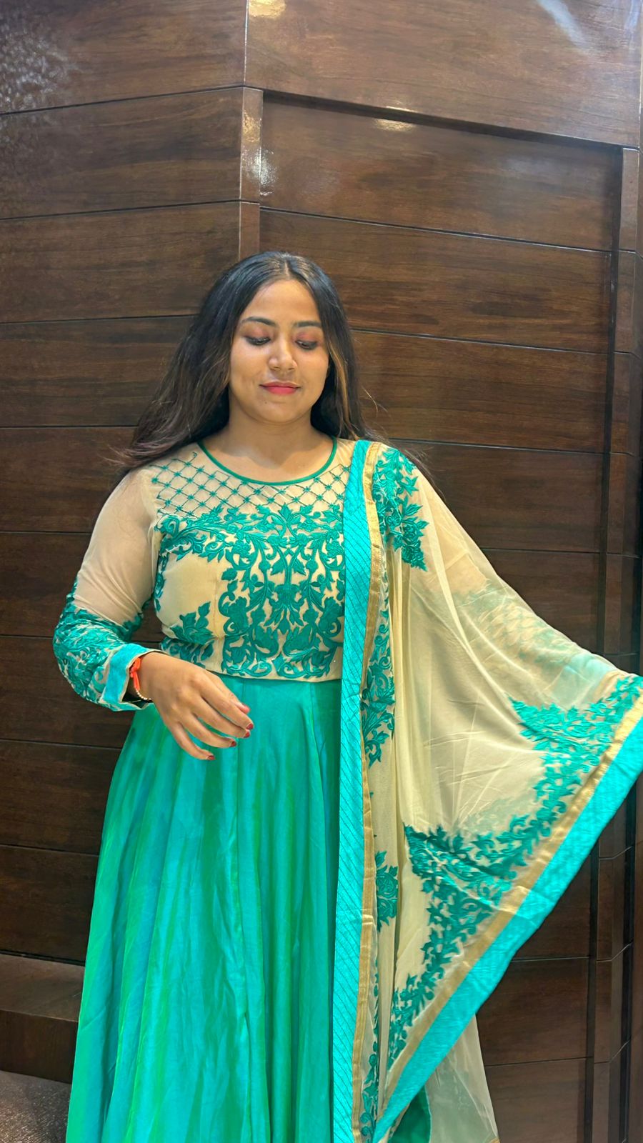 beautiful long anarkali suit pure tapeda with embroidery