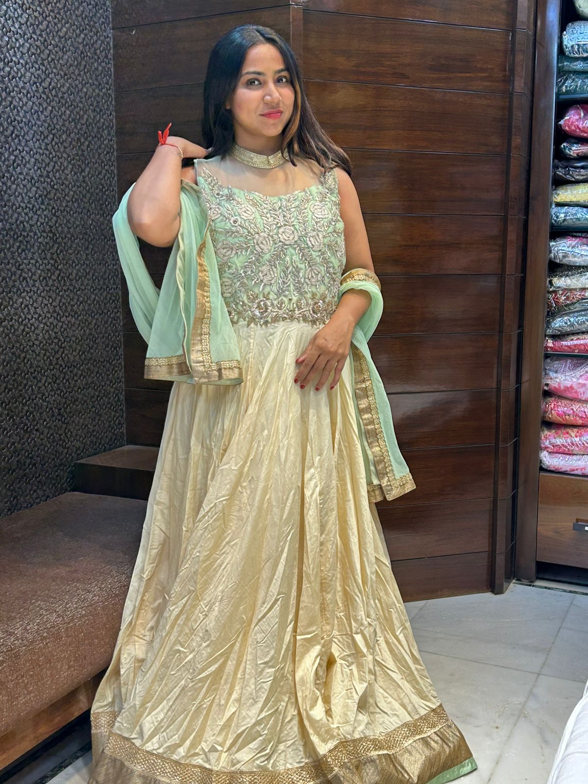 Indian charismatic ethnic look long wedding gowns