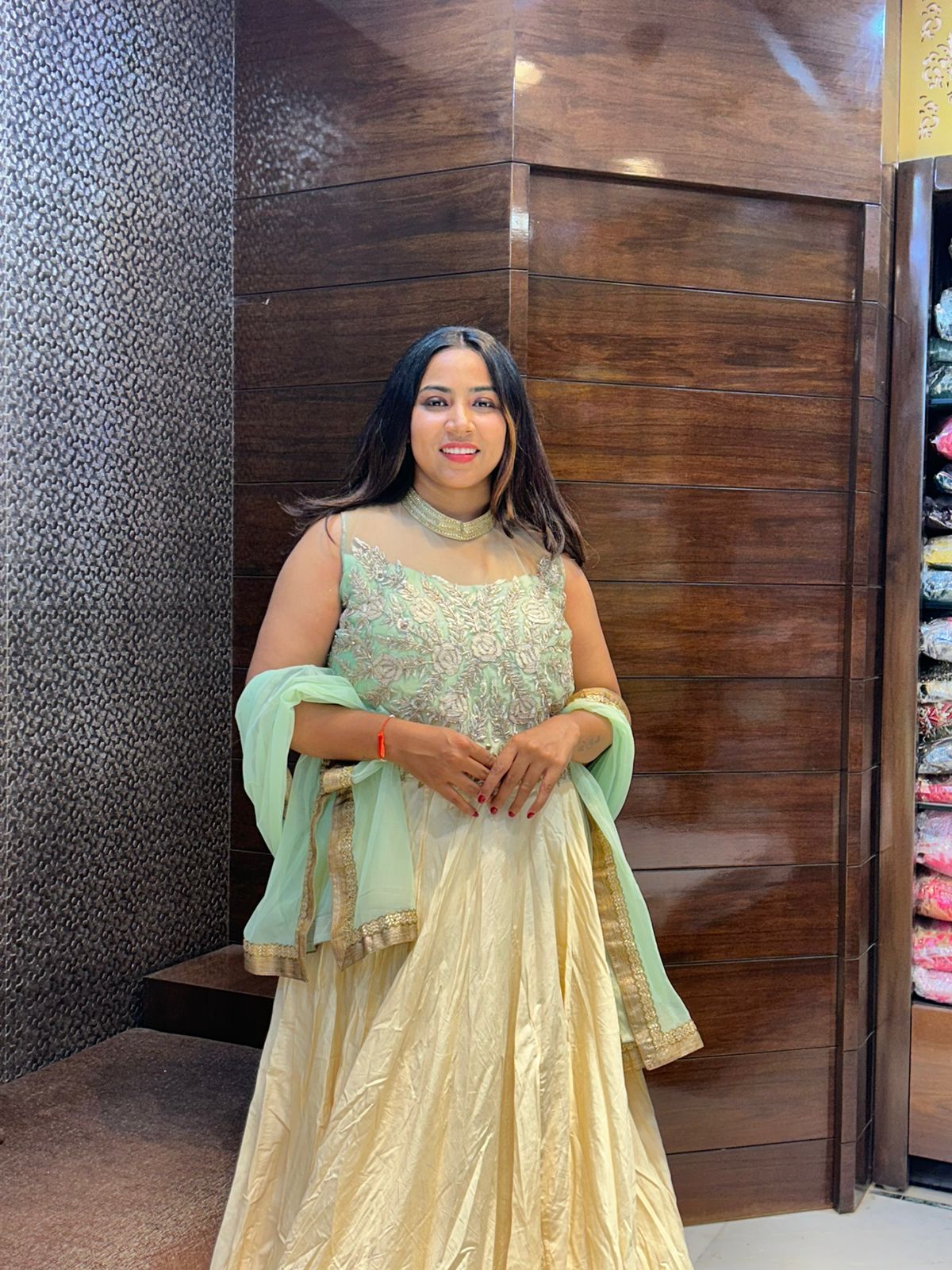 Indian charismatic ethnic look long wedding gowns