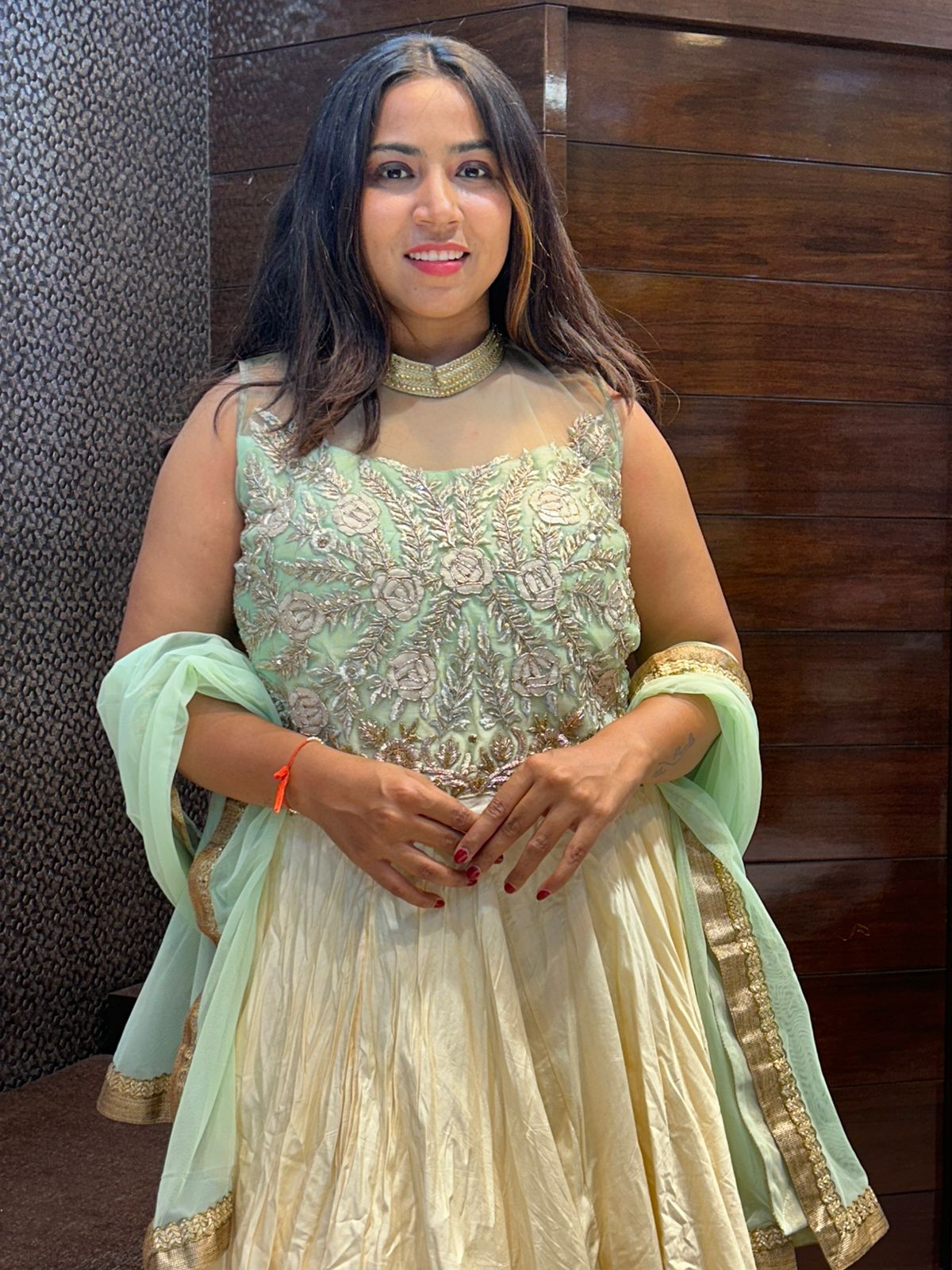 Indian charismatic ethnic look long wedding gowns