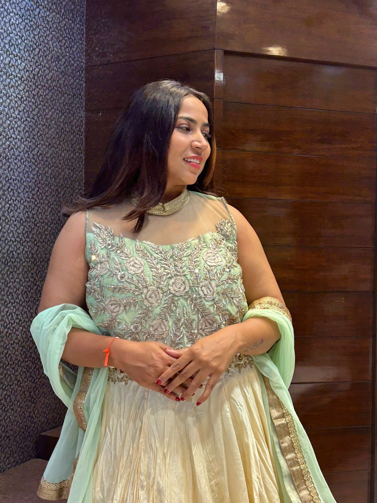 Indian charismatic ethnic look long wedding gowns