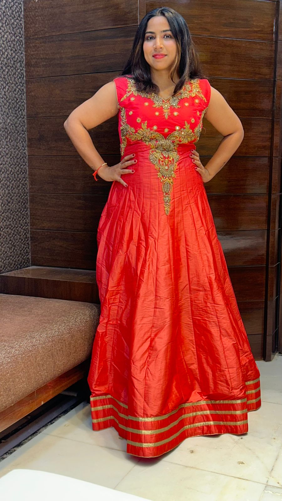 beads zari stone work partywear silk gown