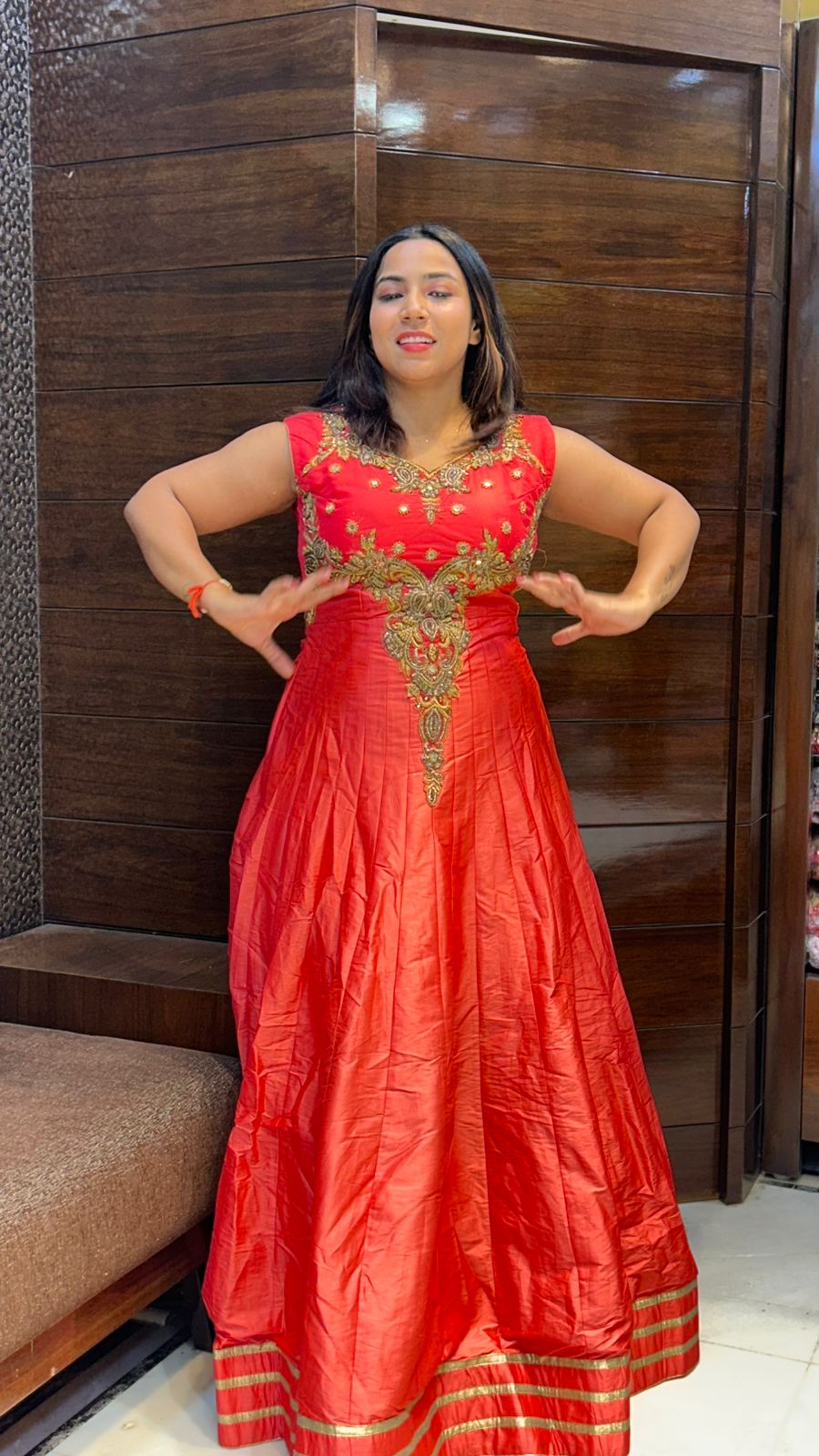 beads zari stone work partywear silk gown