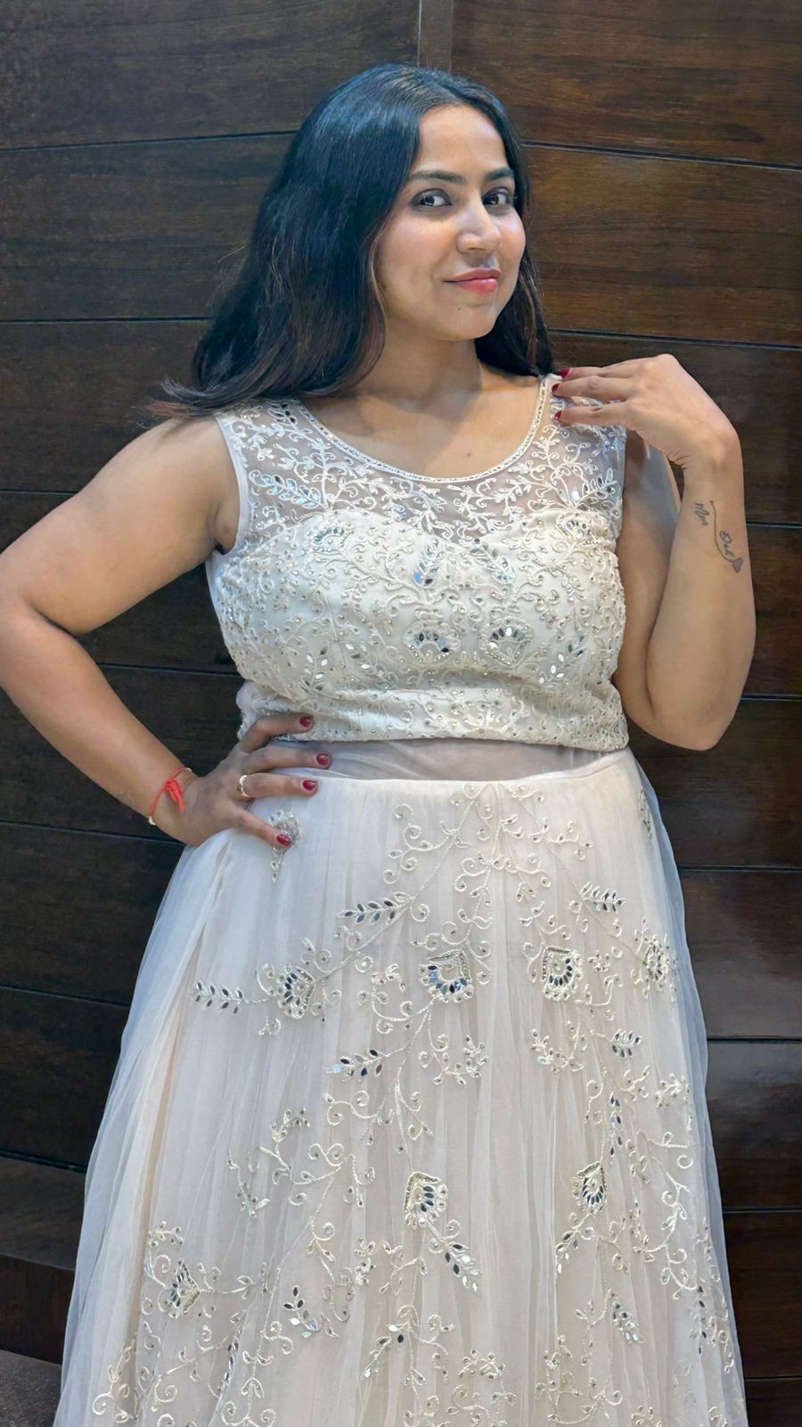 beautiful heavy sequence mirror thread work wedding gowns