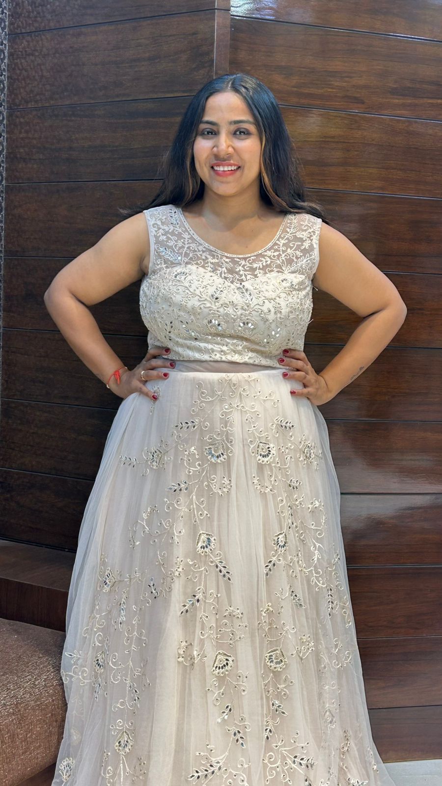 beautiful heavy sequence mirror thread work wedding gowns